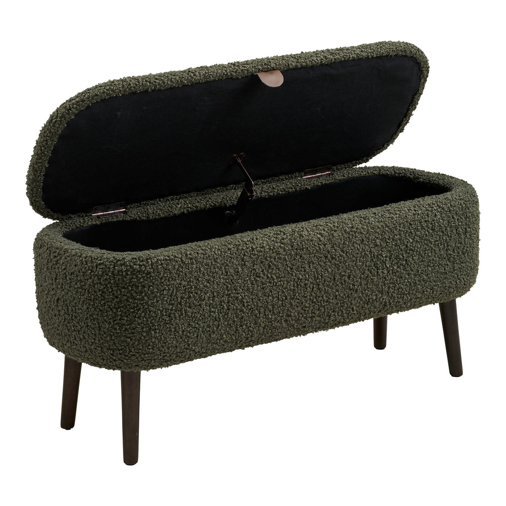 Harlow Bank - Bank met opbergruimte, teddy, groen, 95x37x45 cm, HN1301