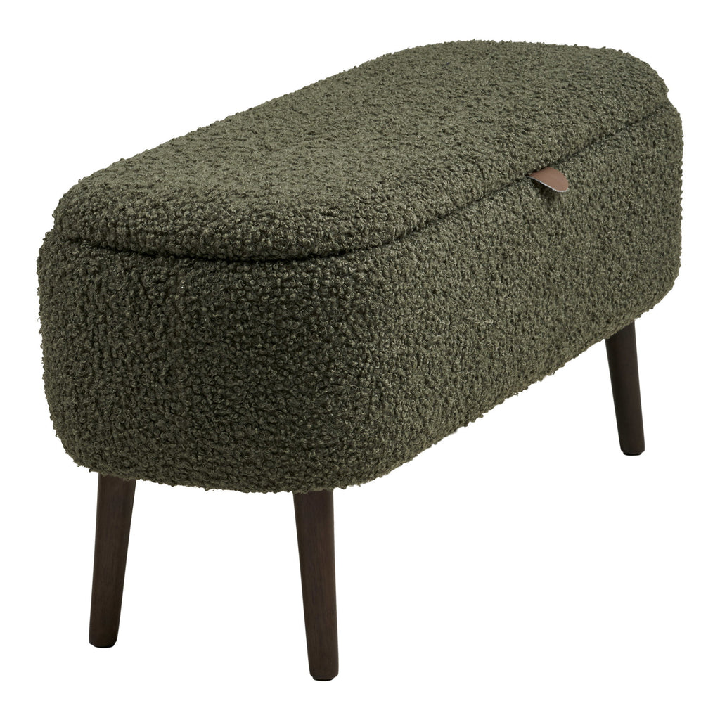 Harlow Bank - Bank met opbergruimte, teddy, groen, 95x37x45 cm, HN1301