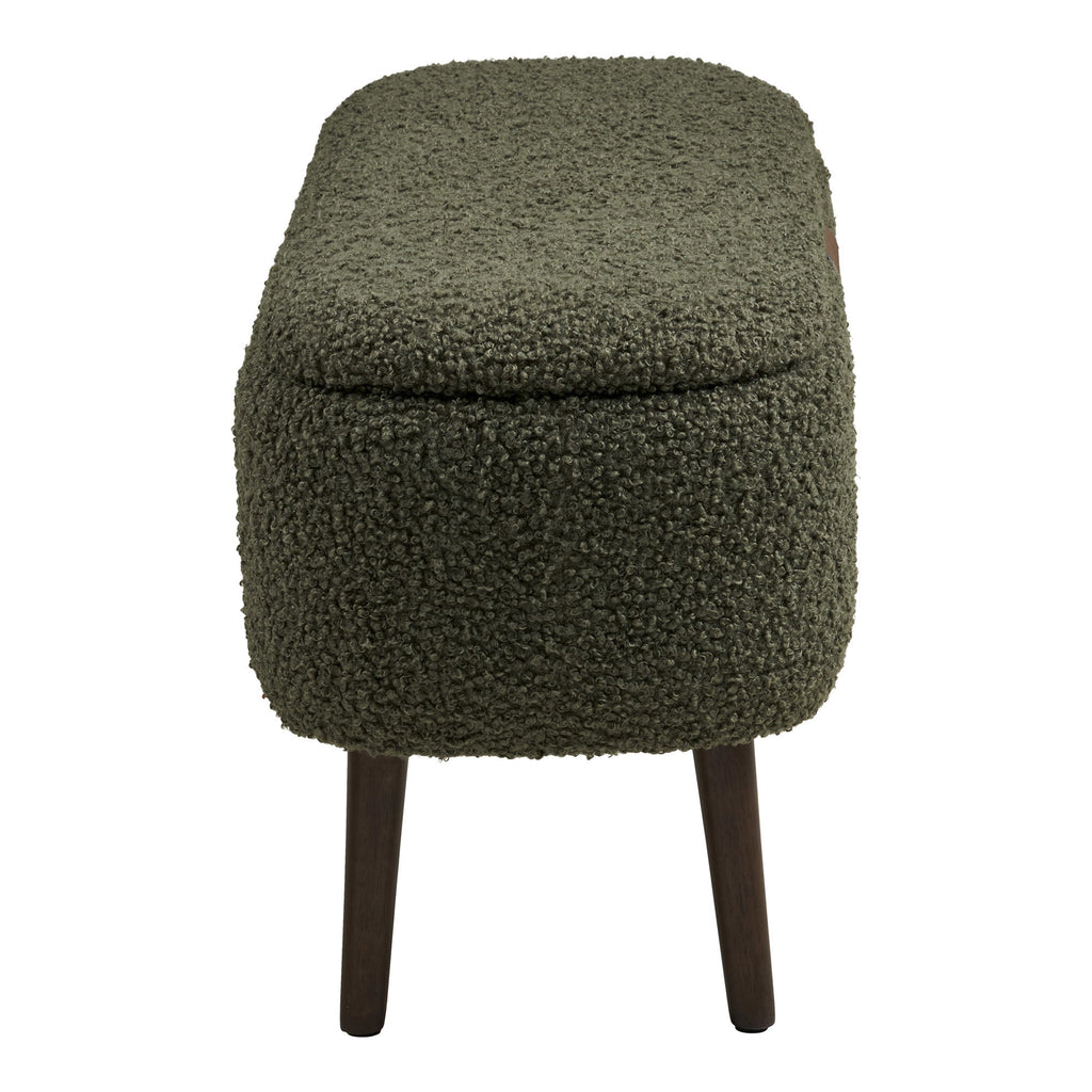Harlow Bank - Bank met opbergruimte, teddy, groen, 95x37x45 cm, HN1301