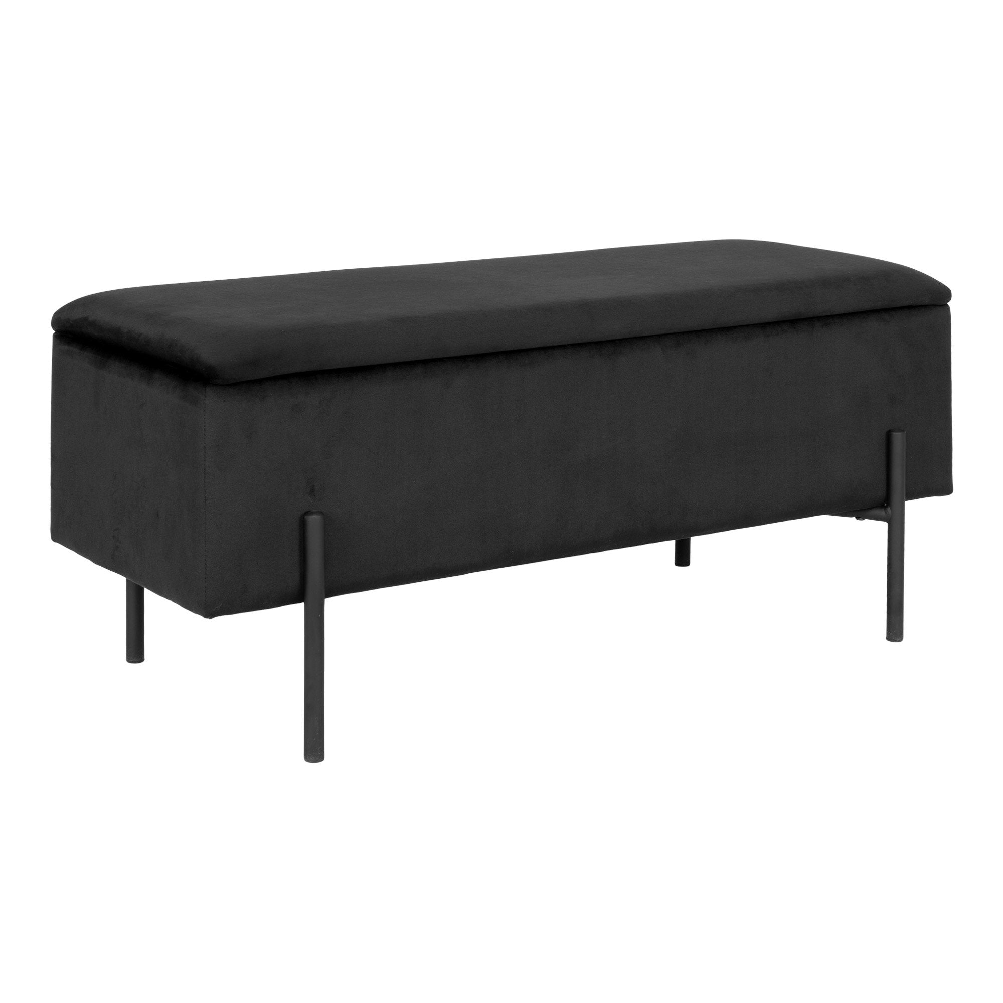 Watford Opbergbank - Opbergbank, fluweel, zwart 95x36,5x43 cm, HN1207