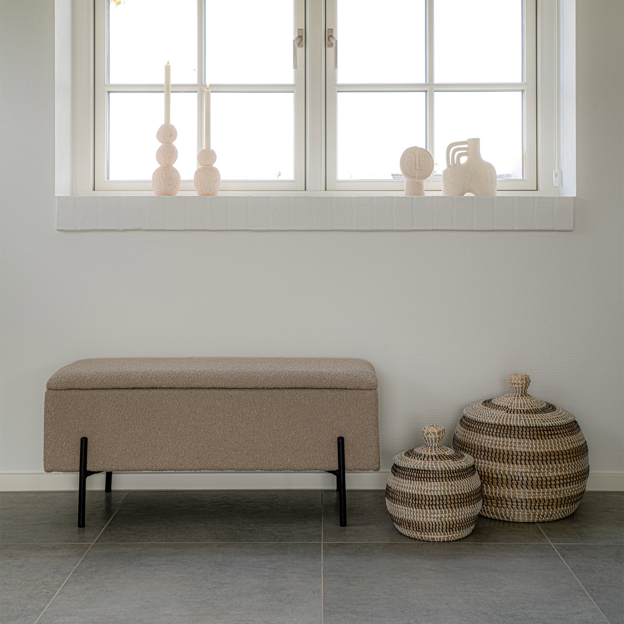 Watford Opbergbank - Opbergbank, bouclé, beige 95x36,5x43 cm, HN1233