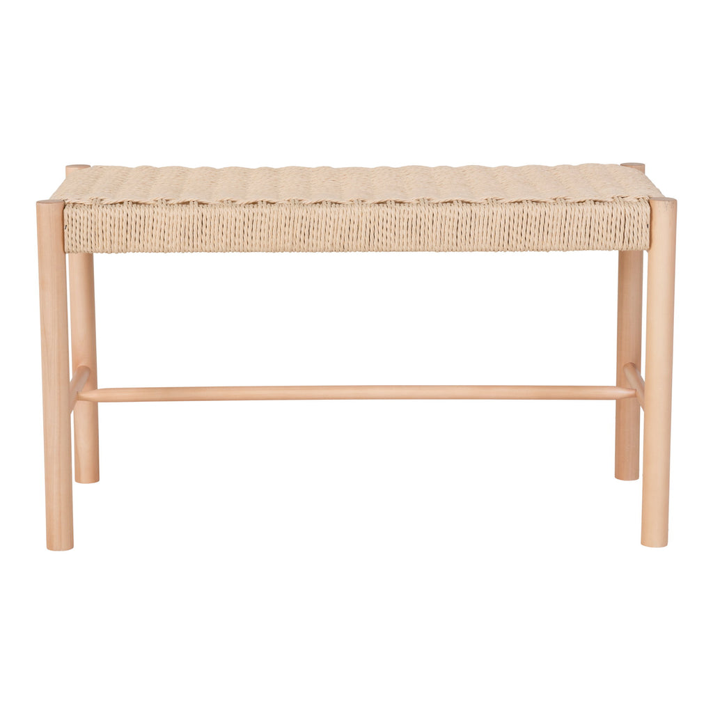 Abano Bankje - Met zitting van natuurlijk vlechtwerk, populierenhout, naturel 80x35x45 cm