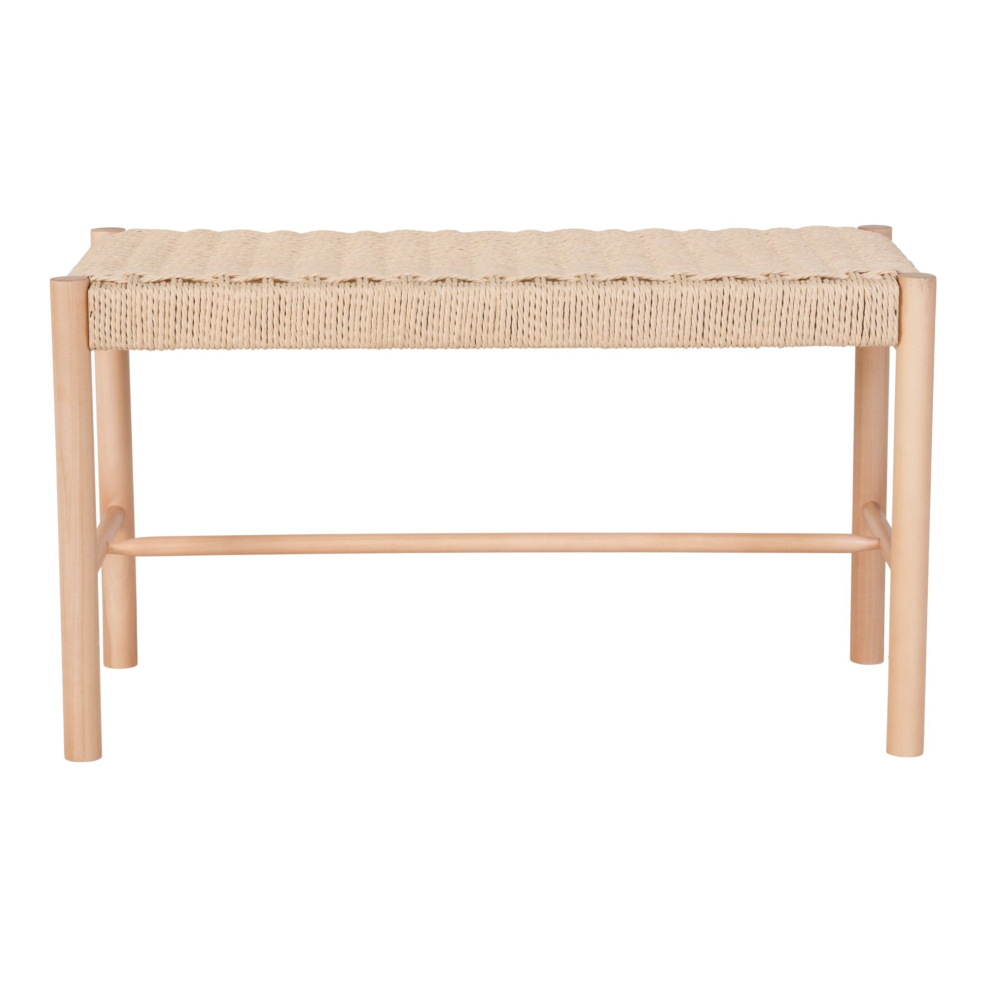 Abano Bankje - Met zitting van natuurlijk vlechtwerk, populierenhout, naturel 80x35x45 cm