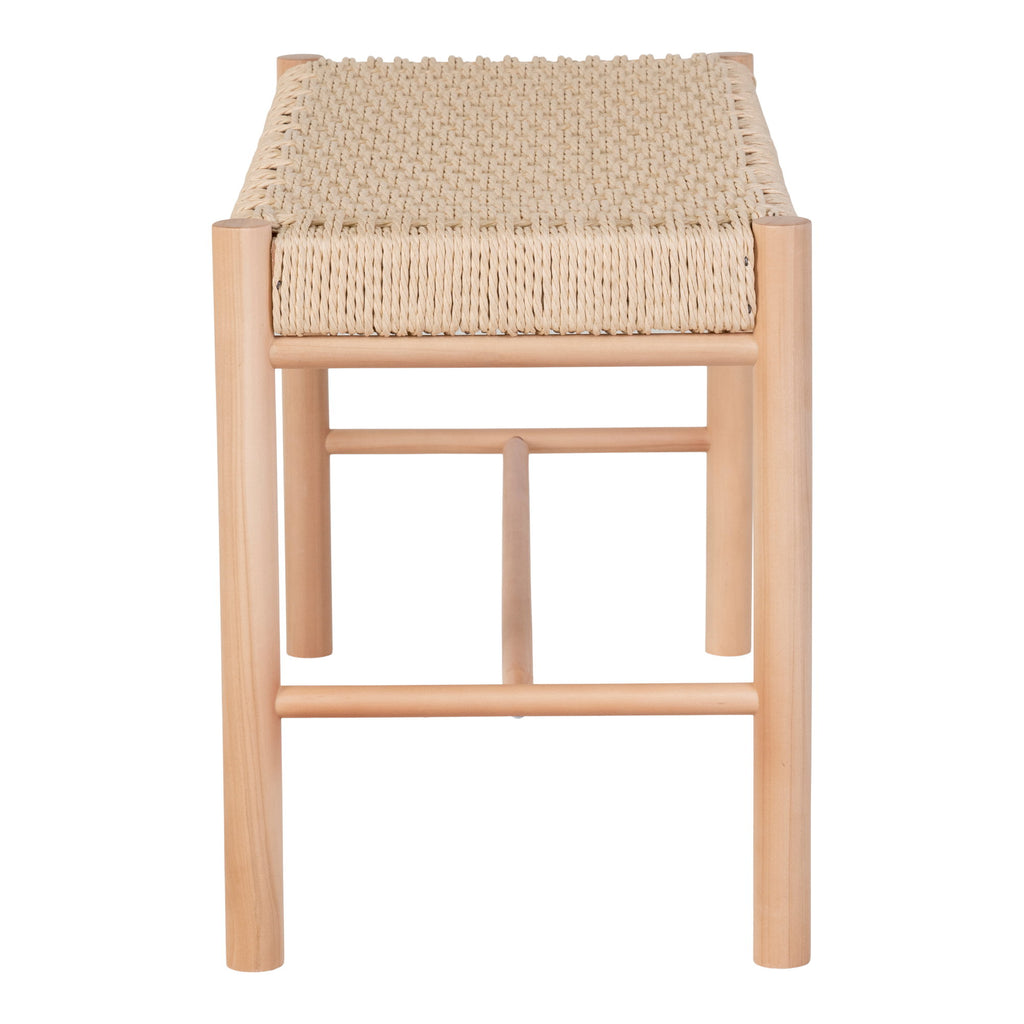 Abano Bankje - Met zitting van natuurlijk vlechtwerk, populierenhout, naturel 80x35x45 cm