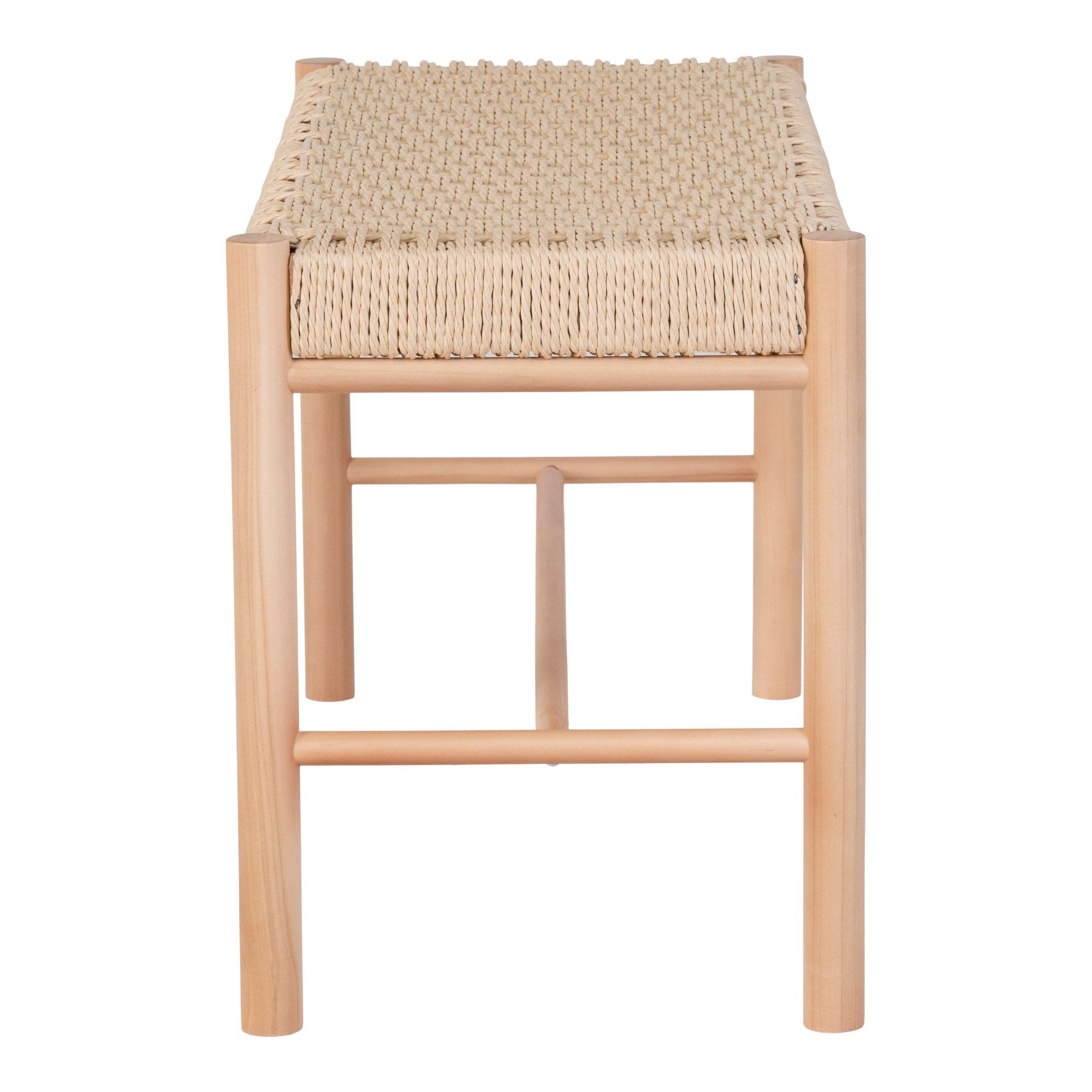 Abano Bankje - Met zitting van natuurlijk vlechtwerk, populierenhout, naturel 80x35x45 cm