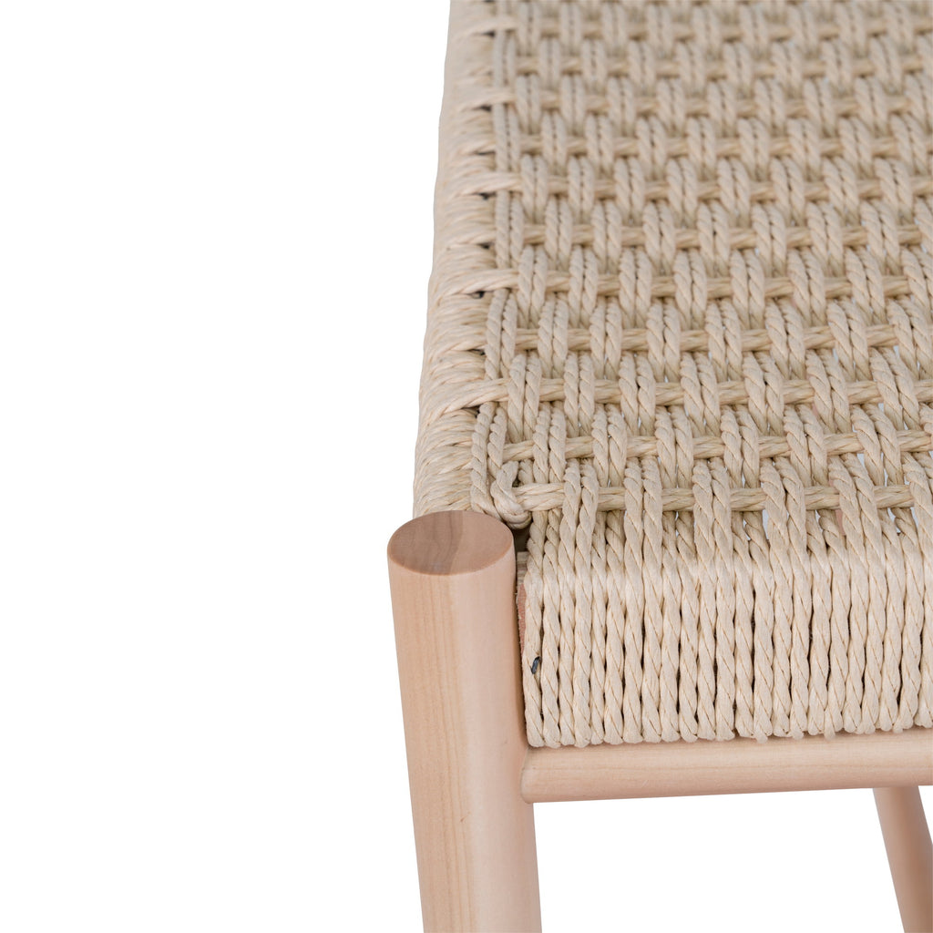 Abano Bankje - Met zitting van natuurlijk vlechtwerk, populierenhout, naturel 80x35x45 cm