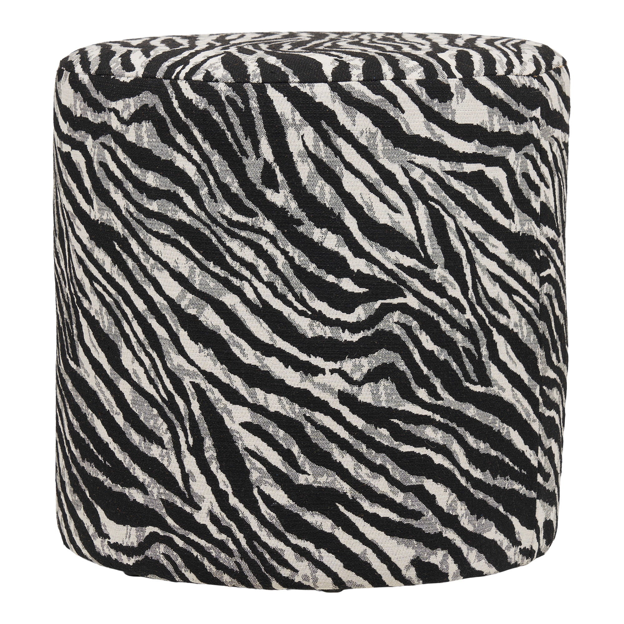 Kimberley Poef - Poef, jacquard, zwart/wit ø40x40 cm, HN1096