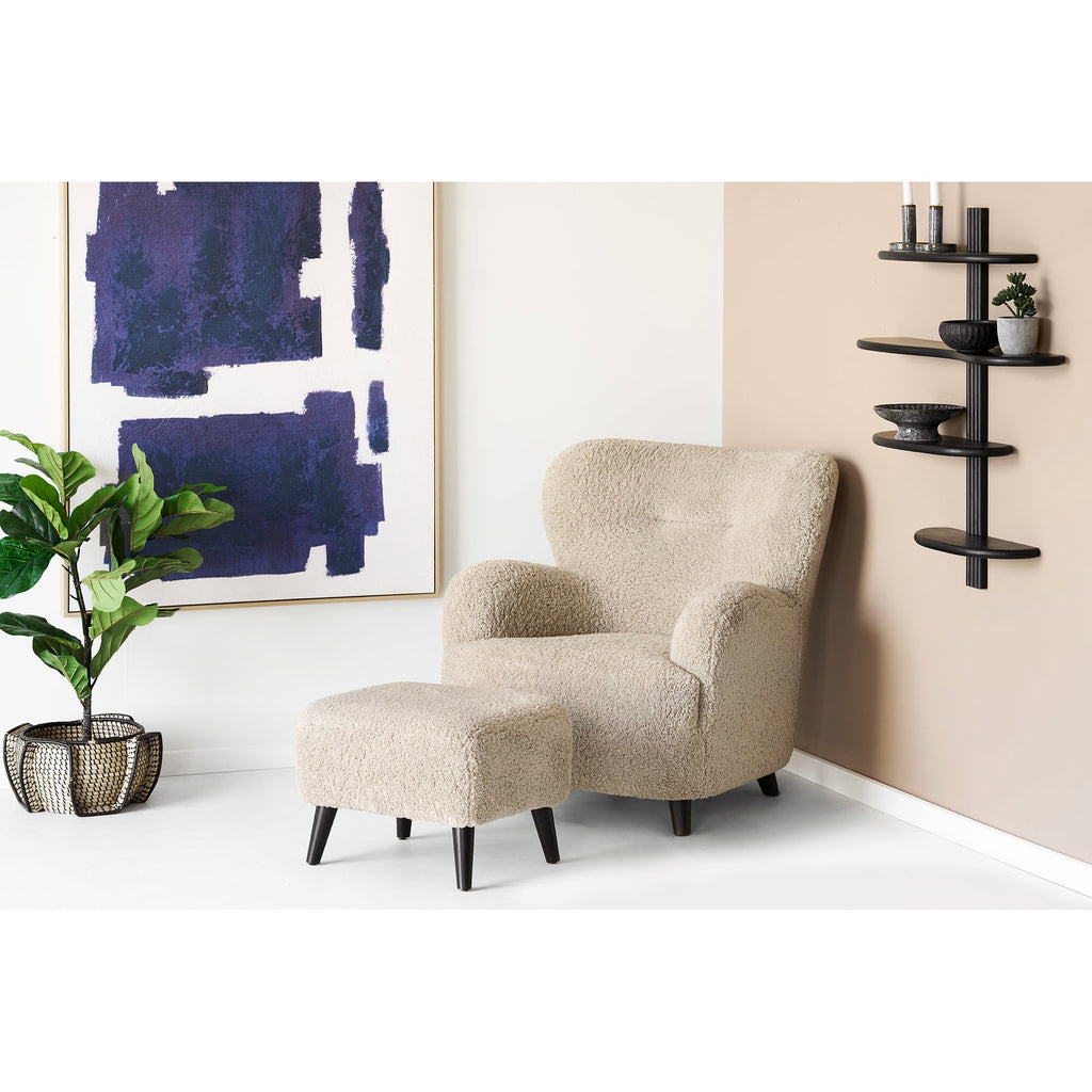 Lunaro Loungepoef - Loungepoef, lichtbruin, 42x54x39 cm, HN1265