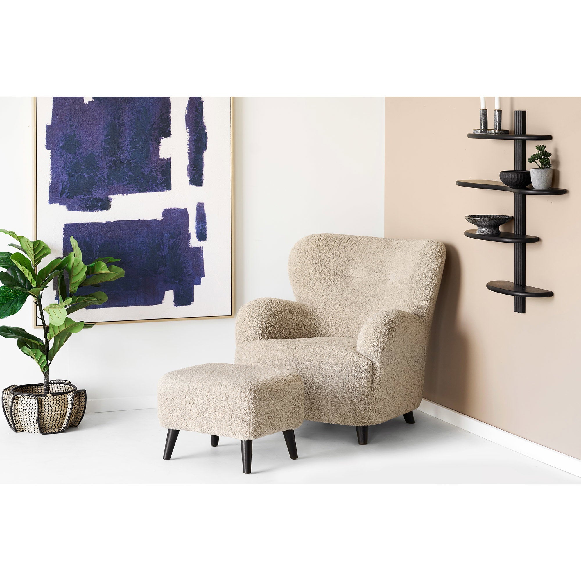 Lunaro Loungepoef - Loungepoef, lichtbruin, 42x54x39 cm, HN1265