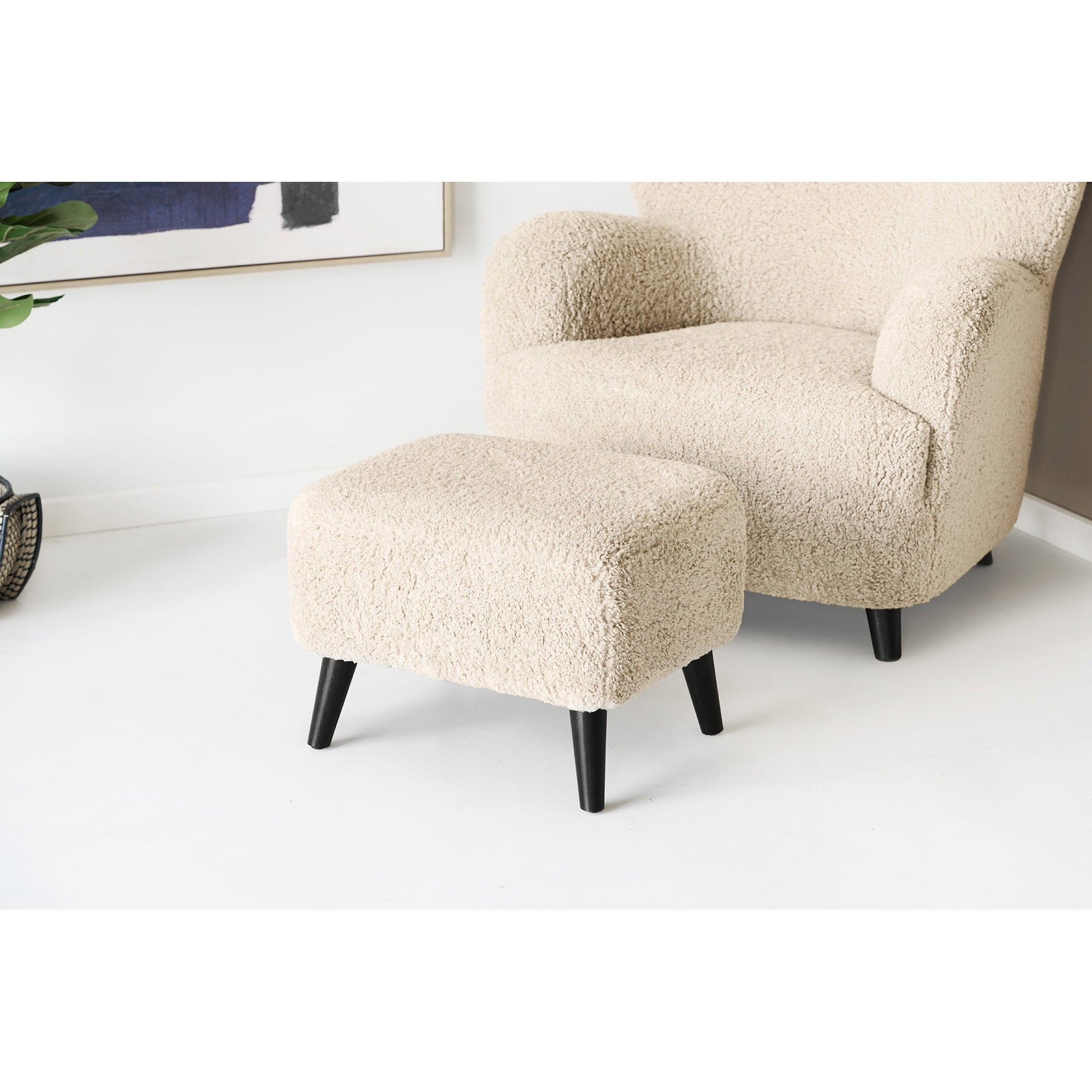 Lunaro Loungepoef - Loungepoef, lichtbruin, 42x54x39 cm, HN1265