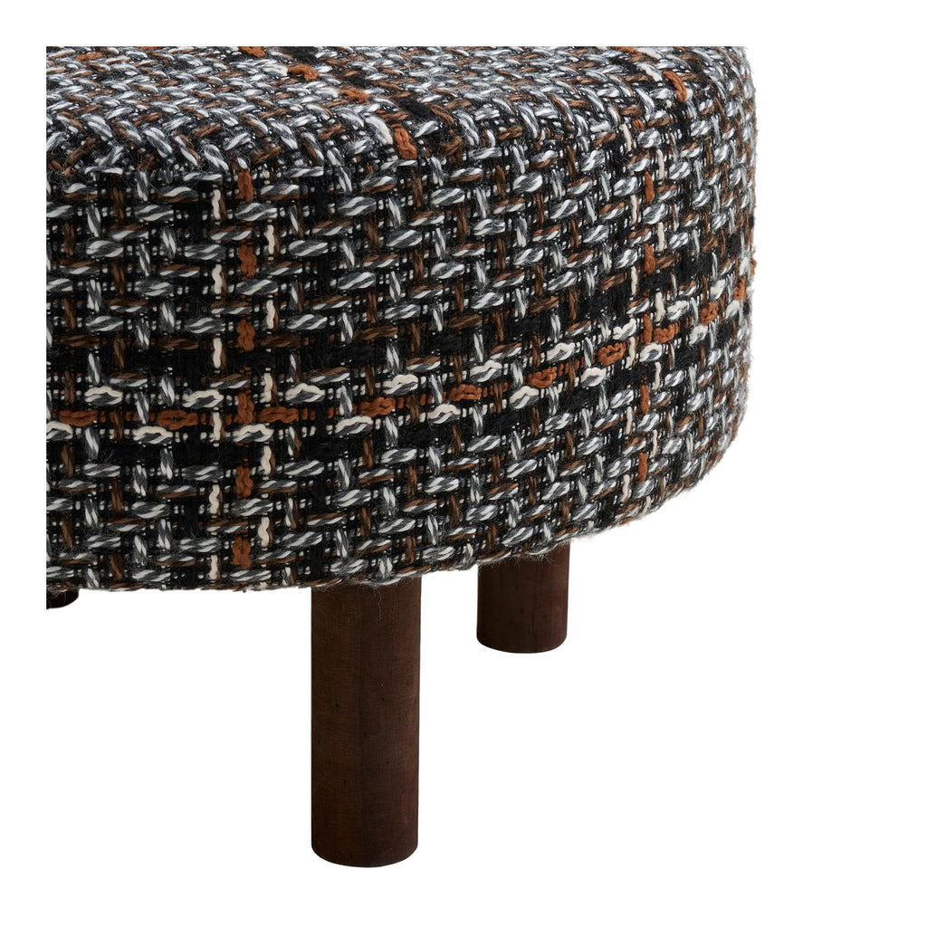 Falkirk Poef - Poef, zwart, bruine poten, ø50x36 cm, HN1304