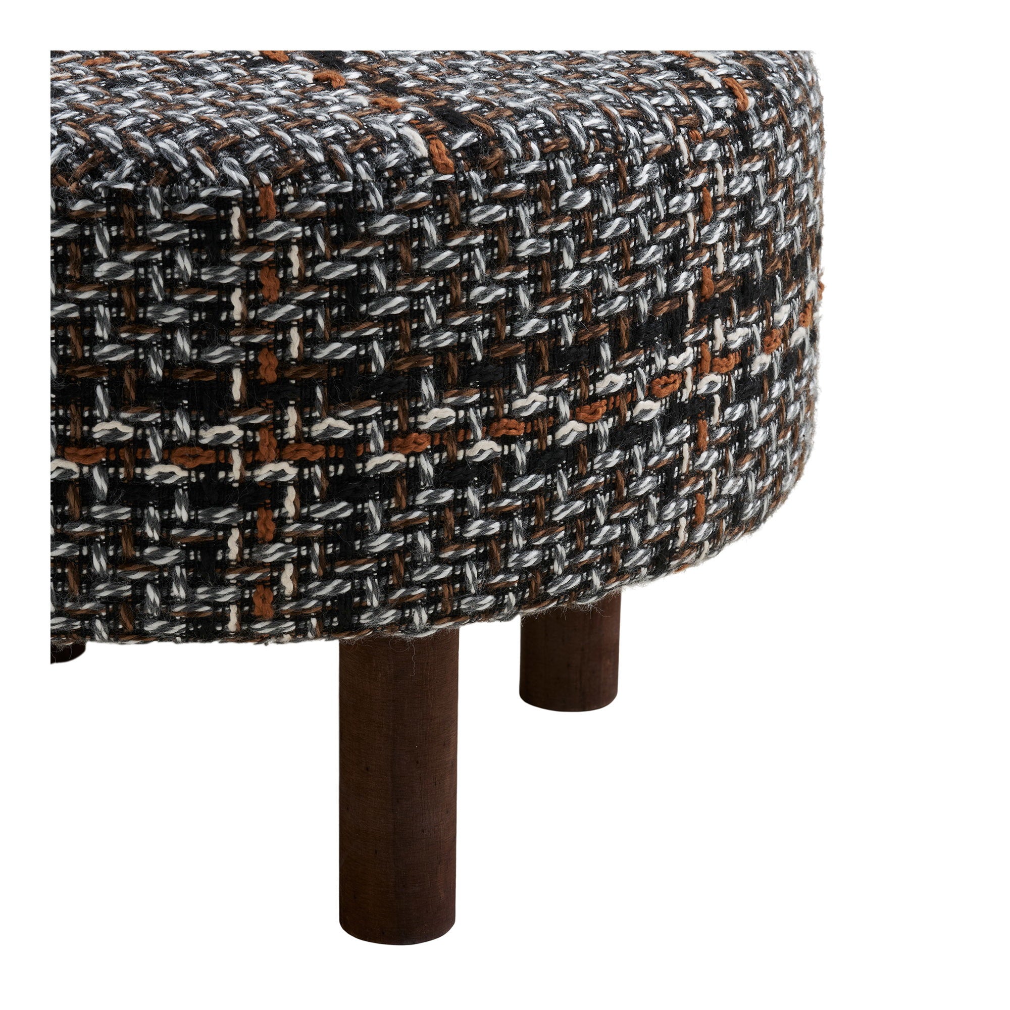 Falkirk Poef - Poef, zwart, bruine poten, ø50x36 cm, HN1304