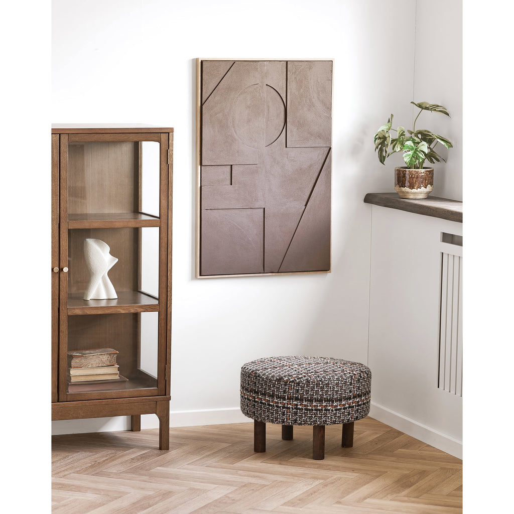 Falkirk Poef - Poef, zwart, bruine poten, ø50x36 cm, HN1304
