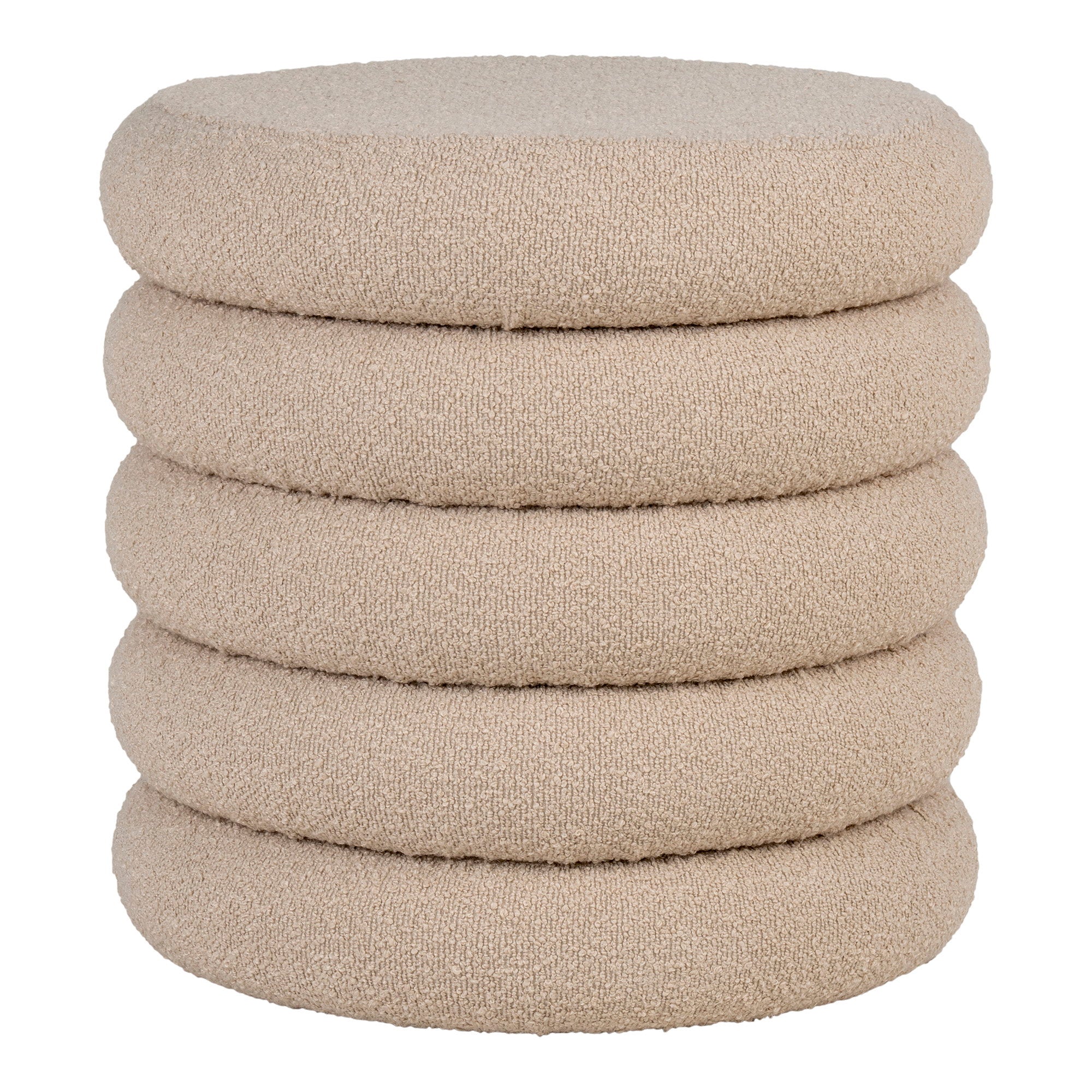 Brooklyn Poef - Met opbergruimte, bouclé, beige Ø44x44 cm, HN1242