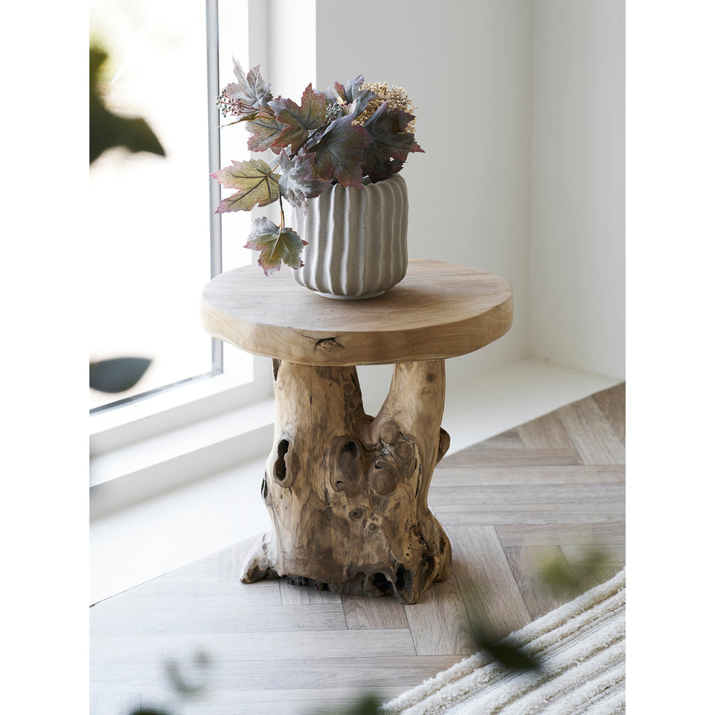 Palena Bijzettafel - Bijzettafel, teak, naturel Ø40x45 cm