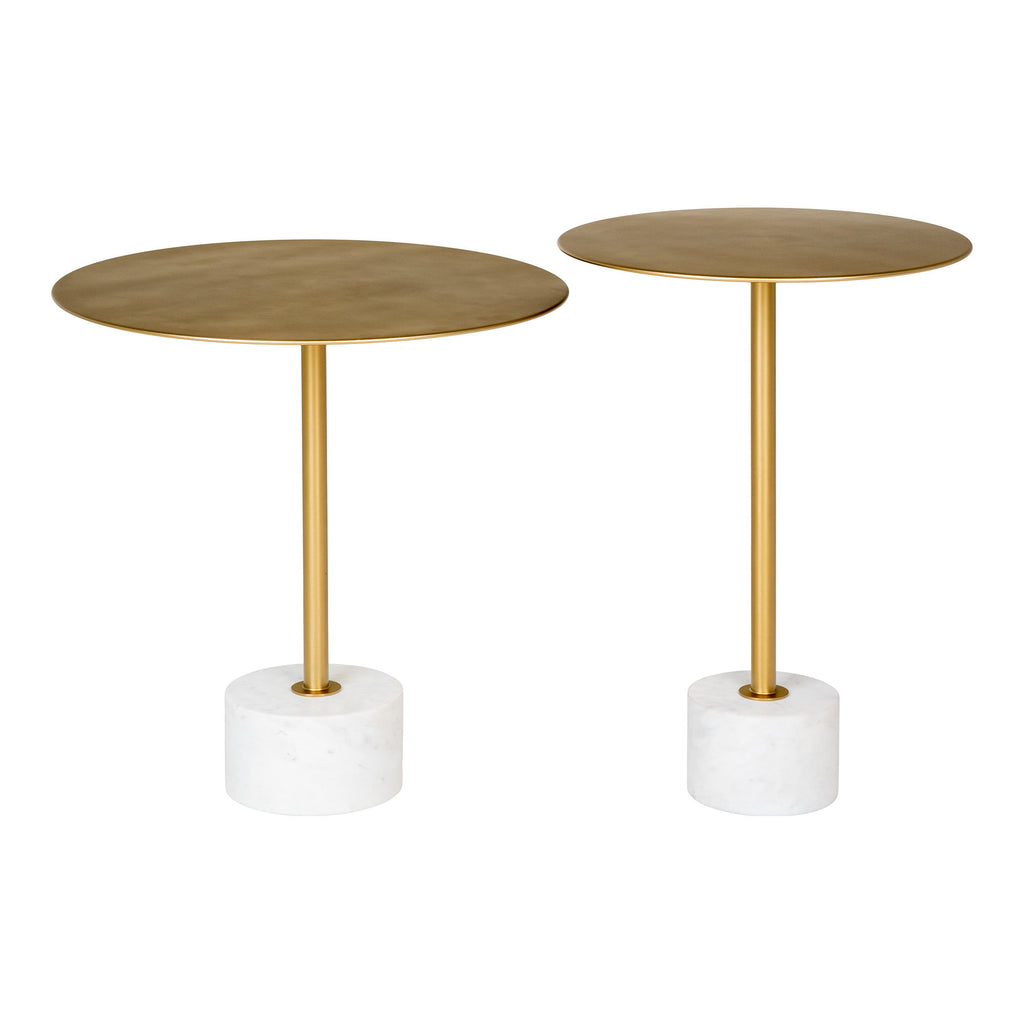 Lecco Bijzettafel - Bijzettafel van messing en marmer Ø41x58 cm