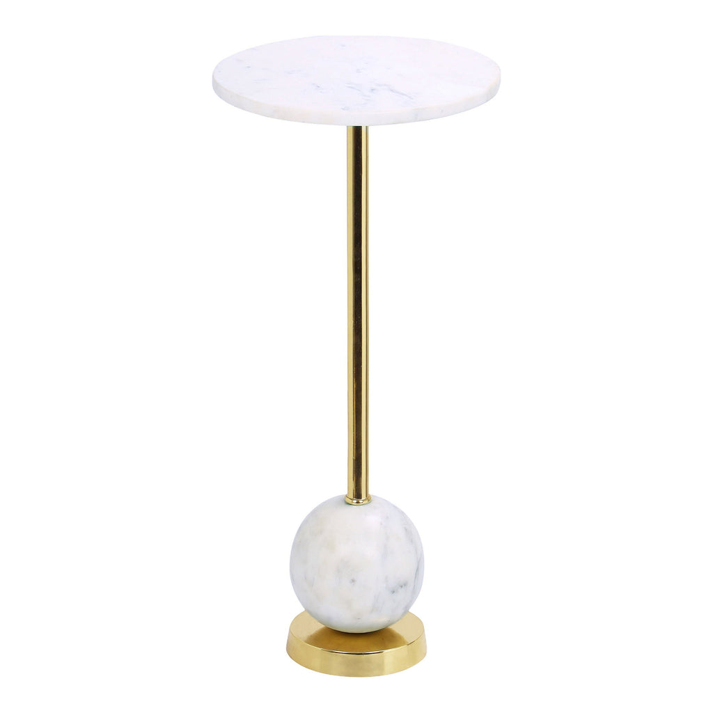 Salo Bijzettafel - Bijzettafel van messing en marmer Ø25x54 cm