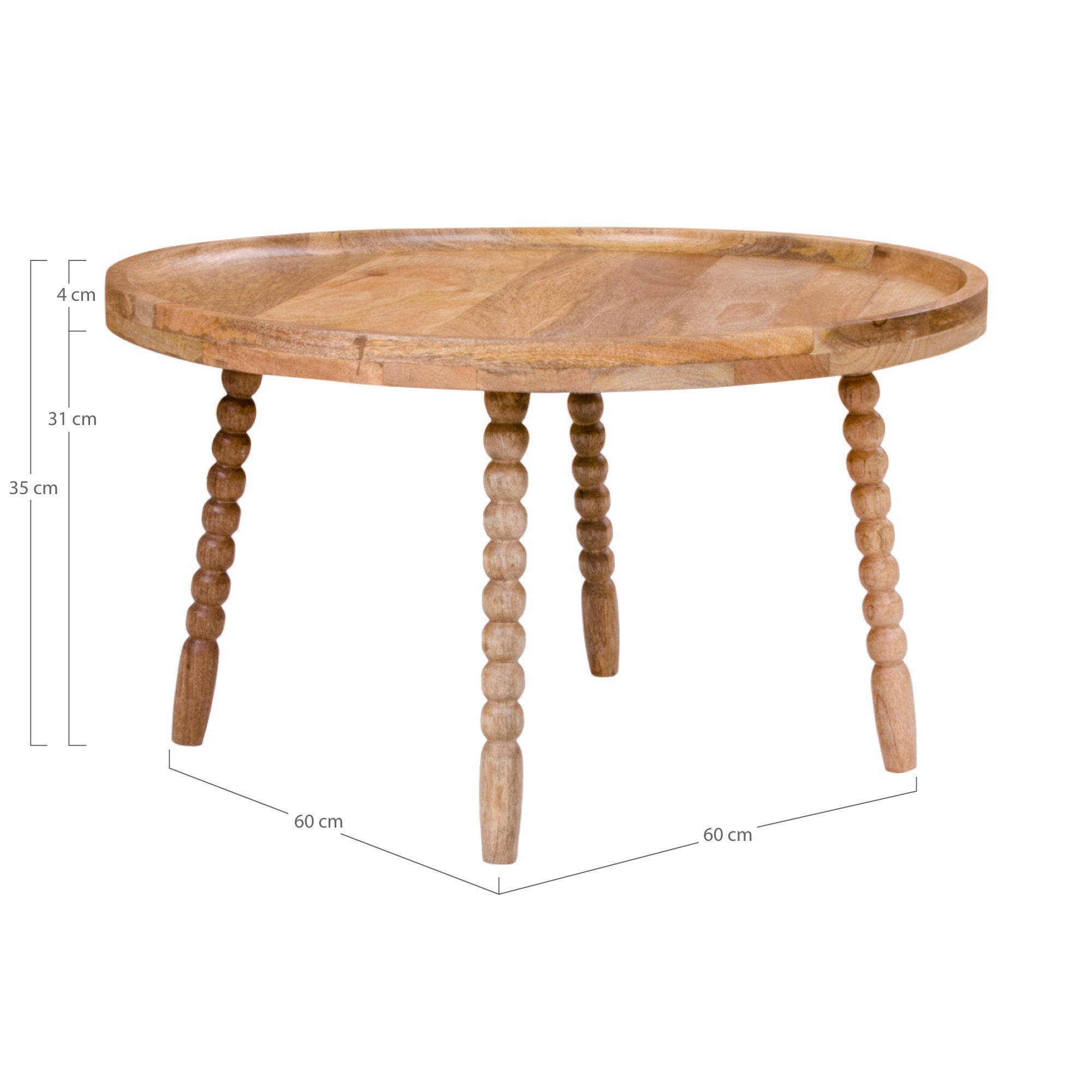 Jammu Salontafel - Mangohout, naturel Ø60x35 cm
