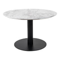 Bolzano Salontafel - Marmerlook blad, wit, zwarte voet Ø70x45 cm