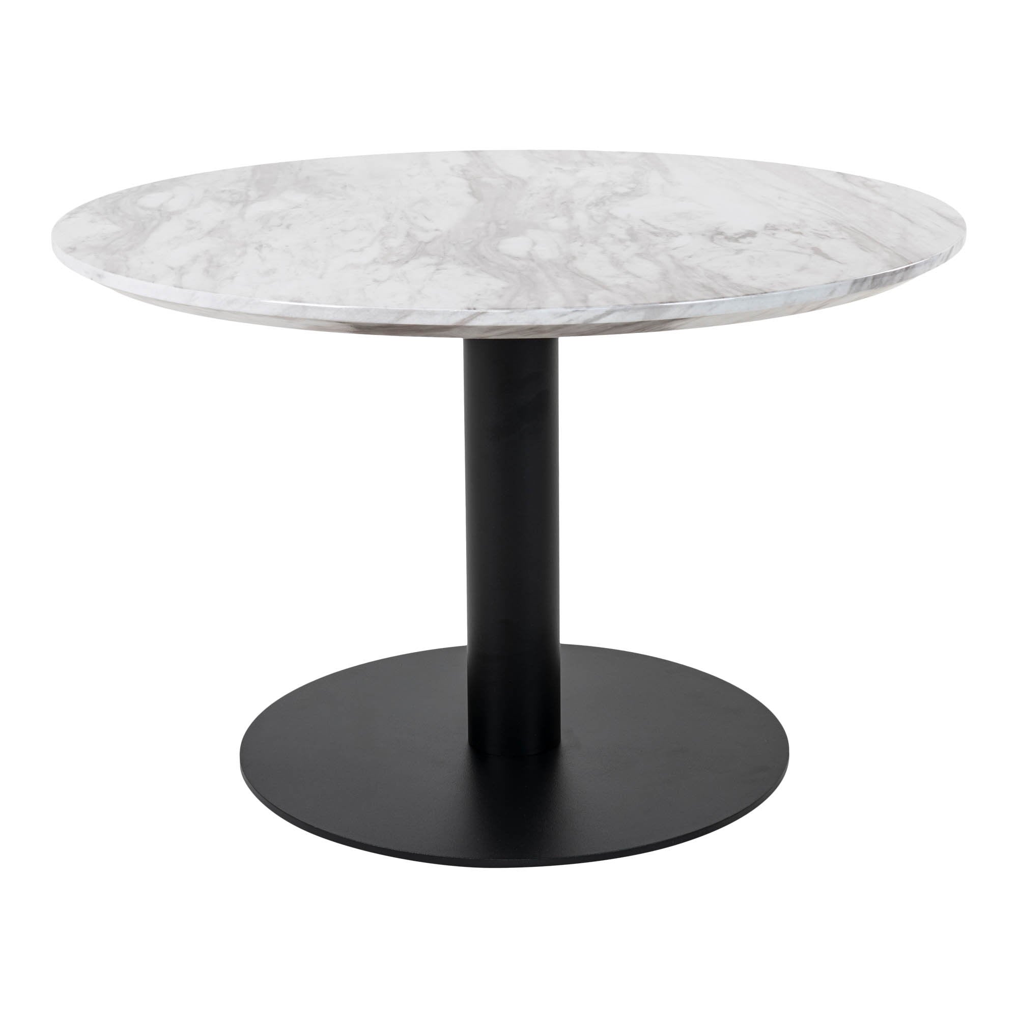 Bolzano Salontafel - Marmerlook blad, wit, zwarte voet Ø70x45 cm