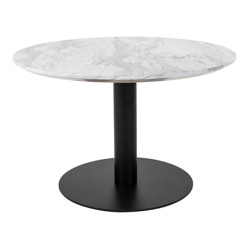 Bolzano Salontafel - Marmerlook blad, wit, zwarte voet Ø70x45 cm - Noël Home