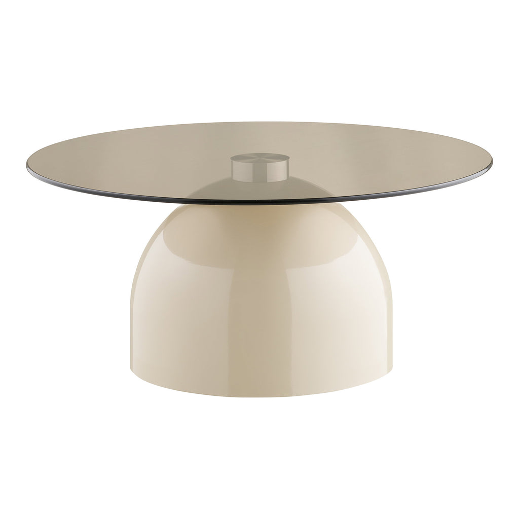 Ravello Salontafel - Gehard glas/metaal, grijs/beige Ø70x33 cm