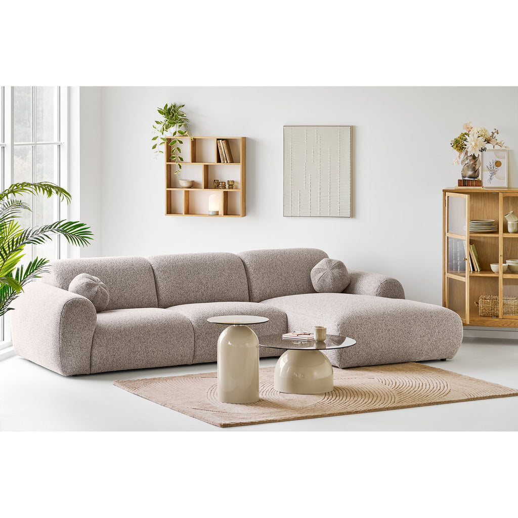 Ravello Salontafel - Gehard glas/metaal, grijs/beige Ø70x33 cm