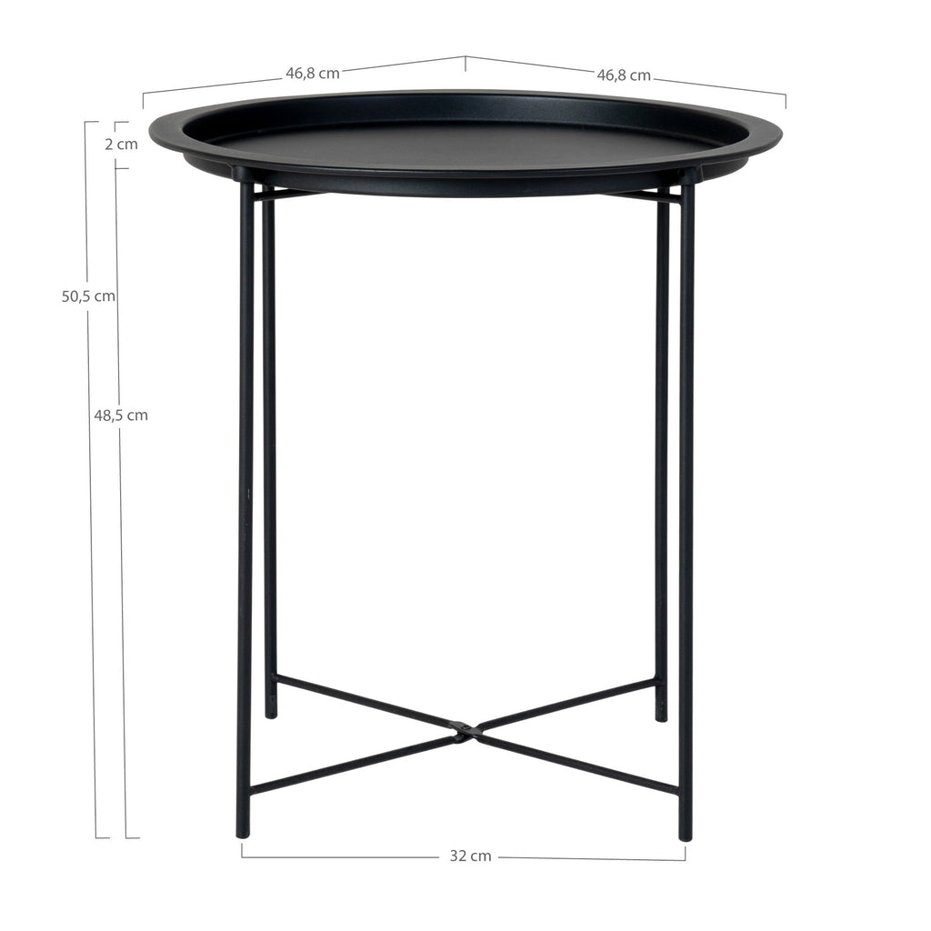 Bastia Bijzettafel - Bijzettafel van staal, zwart Ø47x50 cm