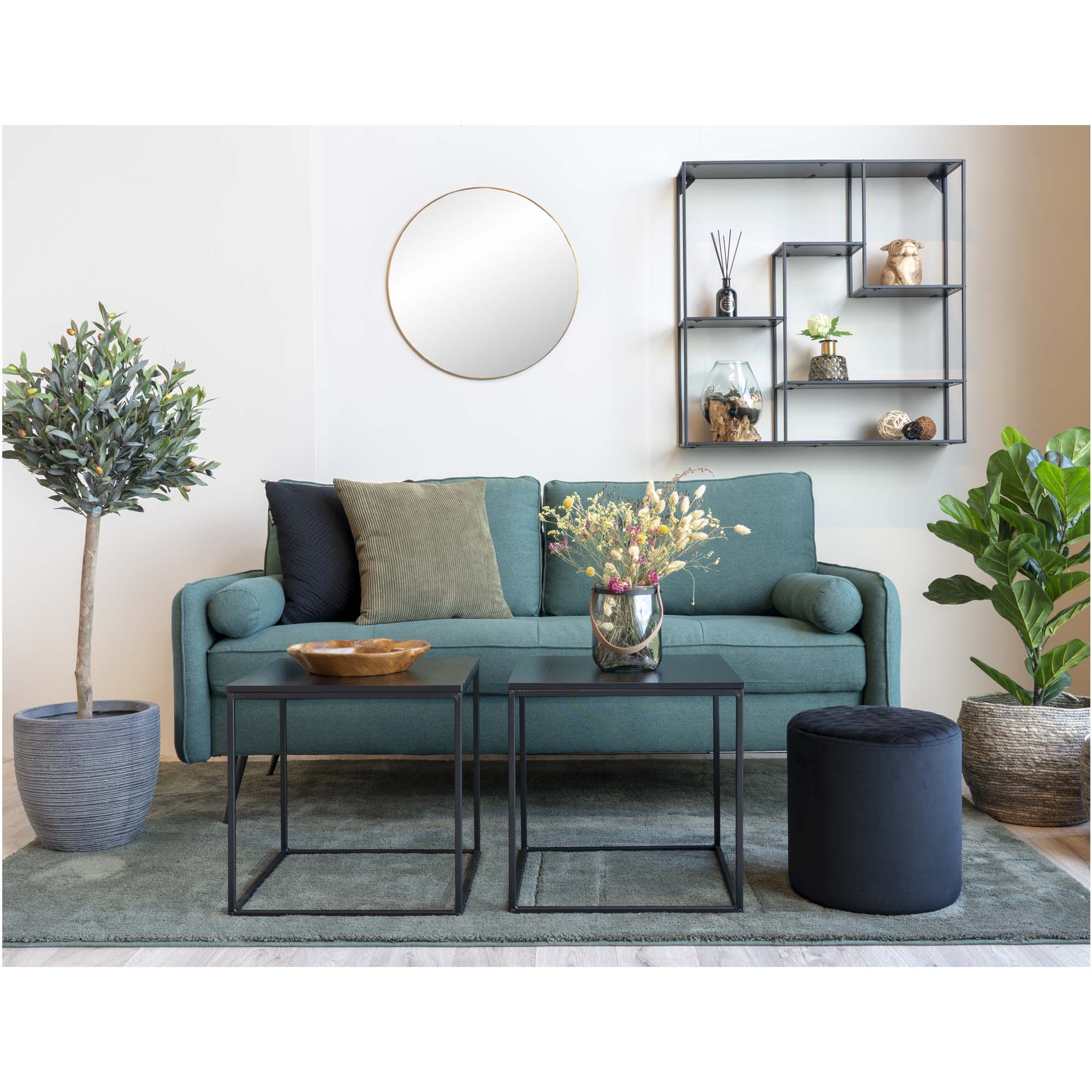 Vita Bijzettafel - Bijzettafel, zwart, zwart frame 45x45x45 cm