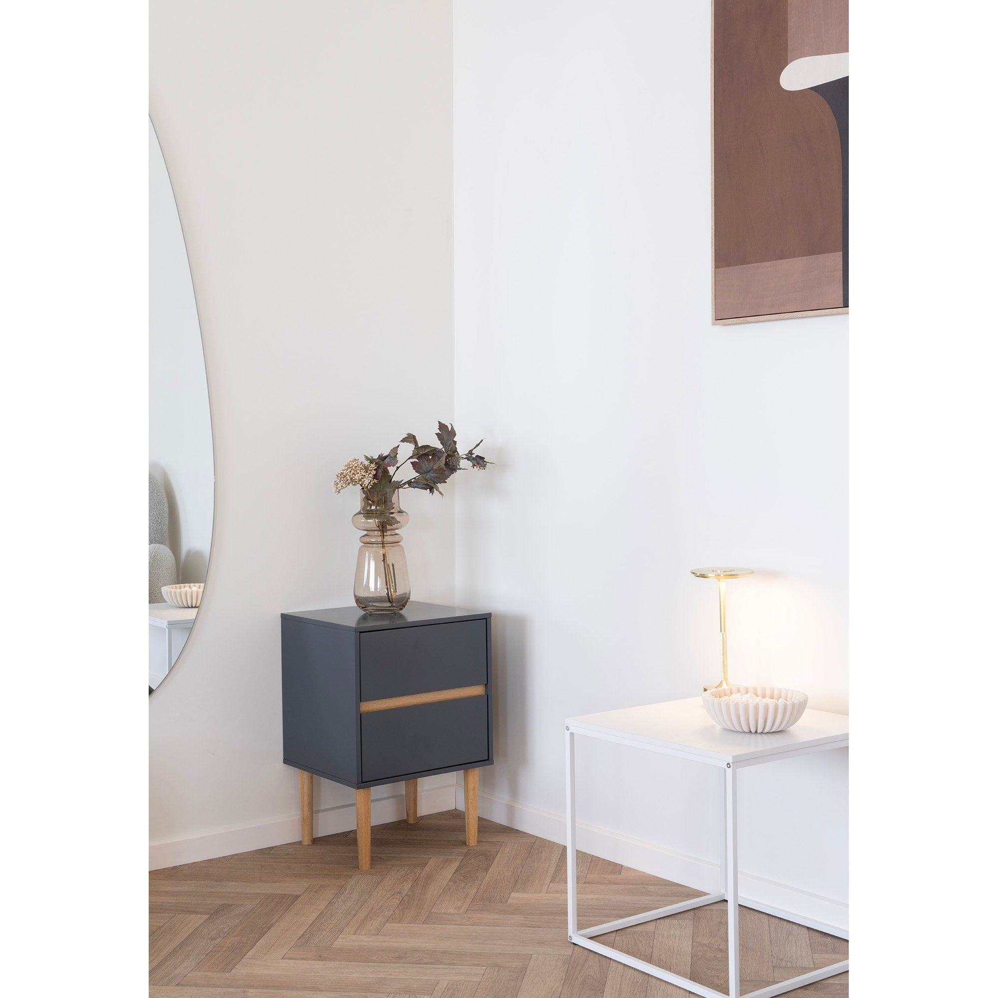 ita Bijzettafel - Bijzettafel, wit, wit frame 45x45x45 cm