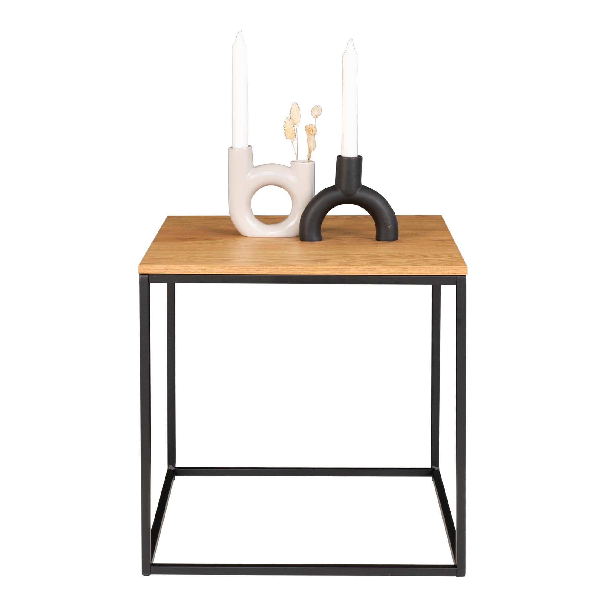 Vita Bijzettafel - Bijzettafel, eikenlook, zwart frame 45x45x45 cm