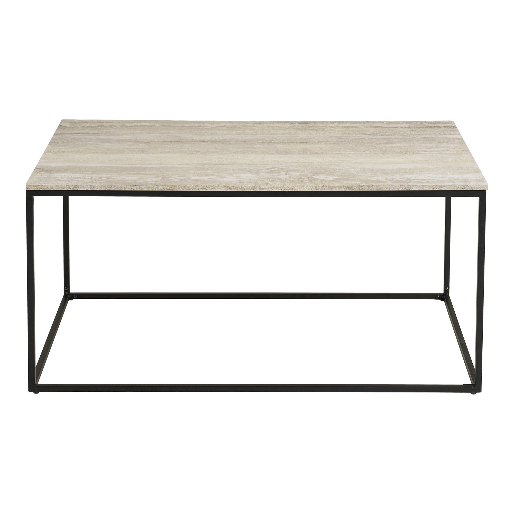 Vita Salontafel - Travertinlook, zwart frame 90x60x45 cm