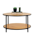 Vita Salontafel - Eikenlook, zwart frame Ø80x45 cm