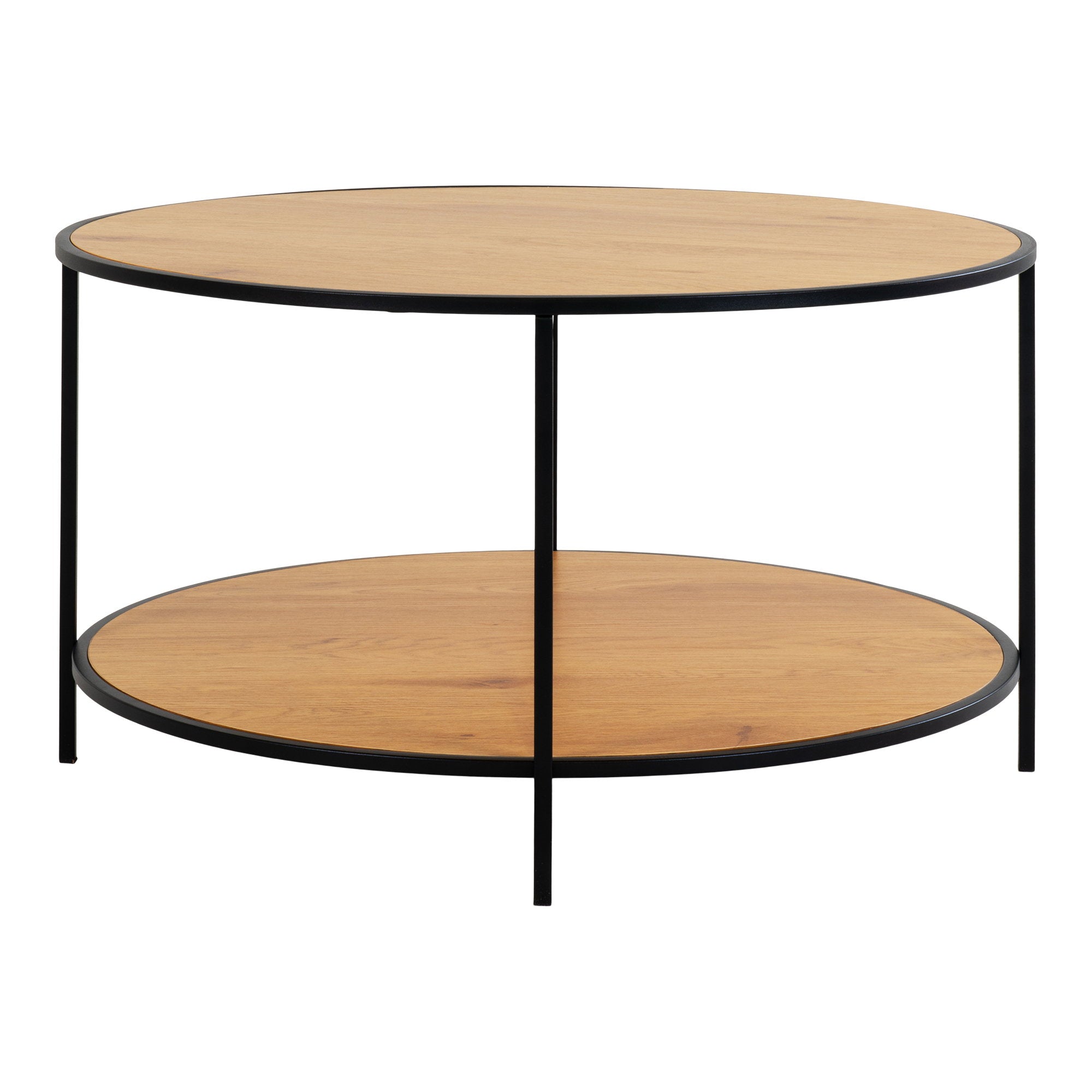 Vita Salontafel - Eikenlook, zwart frame Ø80x45 cm