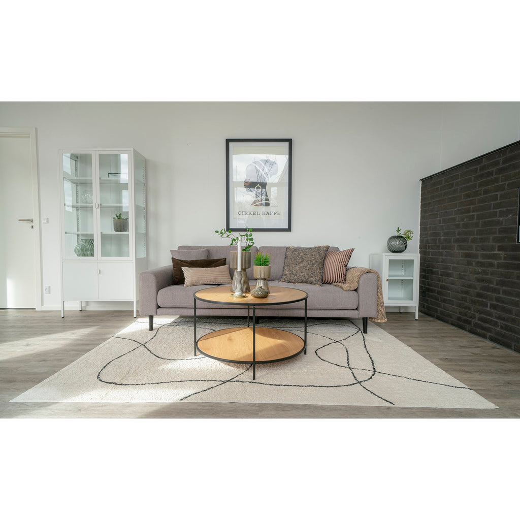 Vita Salontafel - Eikenlook, zwart frame Ø80x45 cm