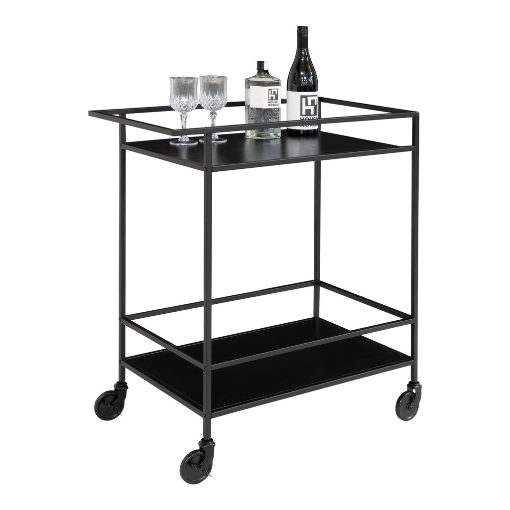 Vita Bartrolley - Met 2 planken, zwart, zwart frame 68x40x79 cm