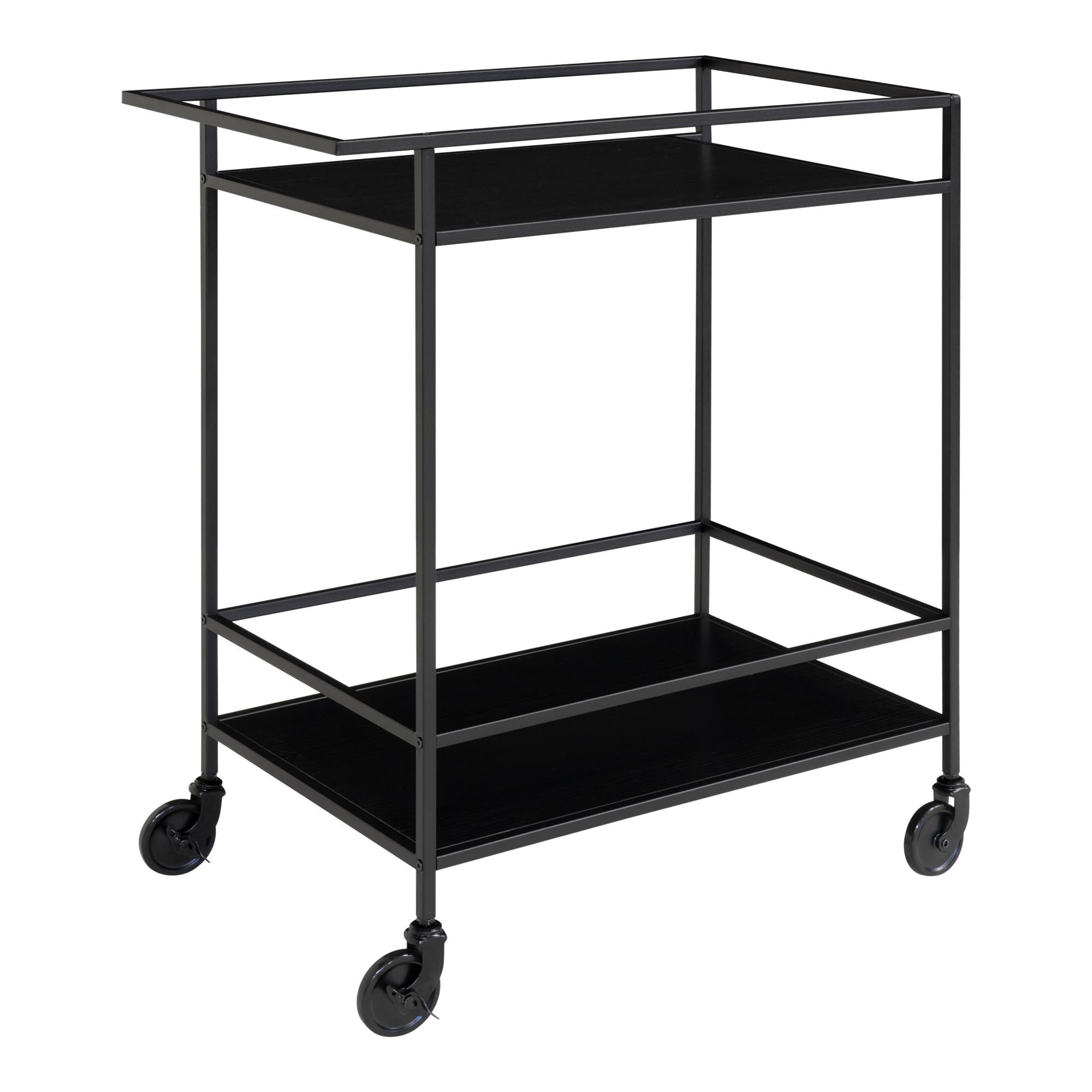 Vita Bartrolley - Met 2 planken, zwart, zwart frame 68x40x79 cm
