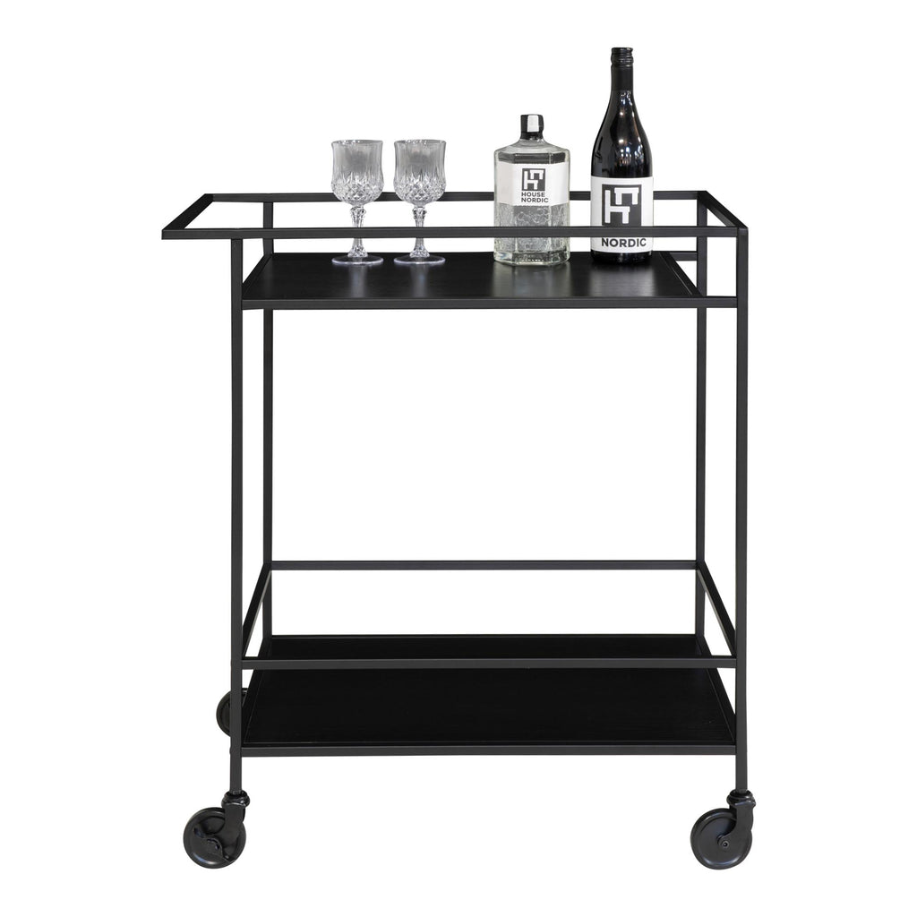 Vita Bartrolley - Met 2 planken, zwart, zwart frame 68x40x79 cm