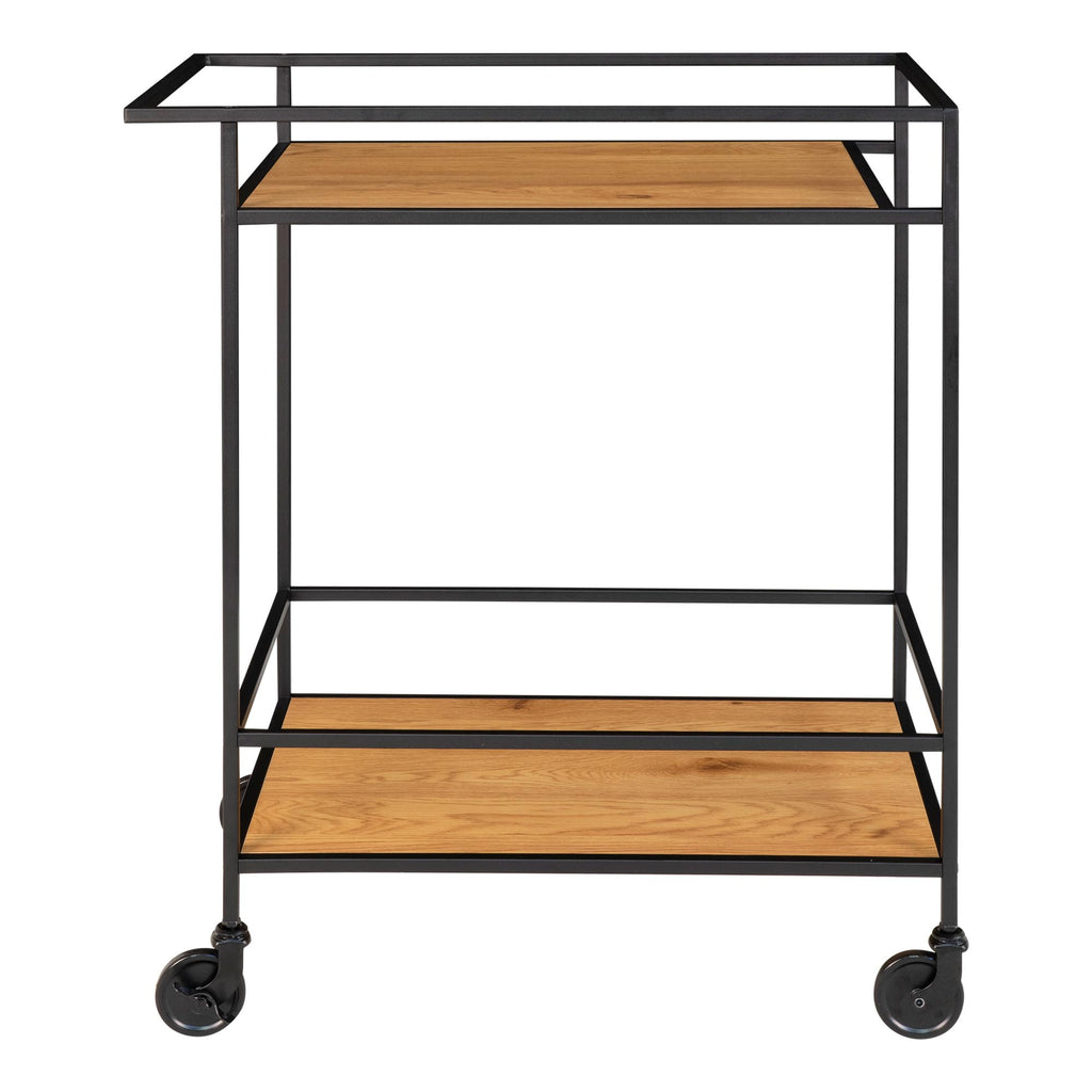 Vita Bartrolley - Met 2 planken, eikenlook, zwart frame 68x40x79 cm