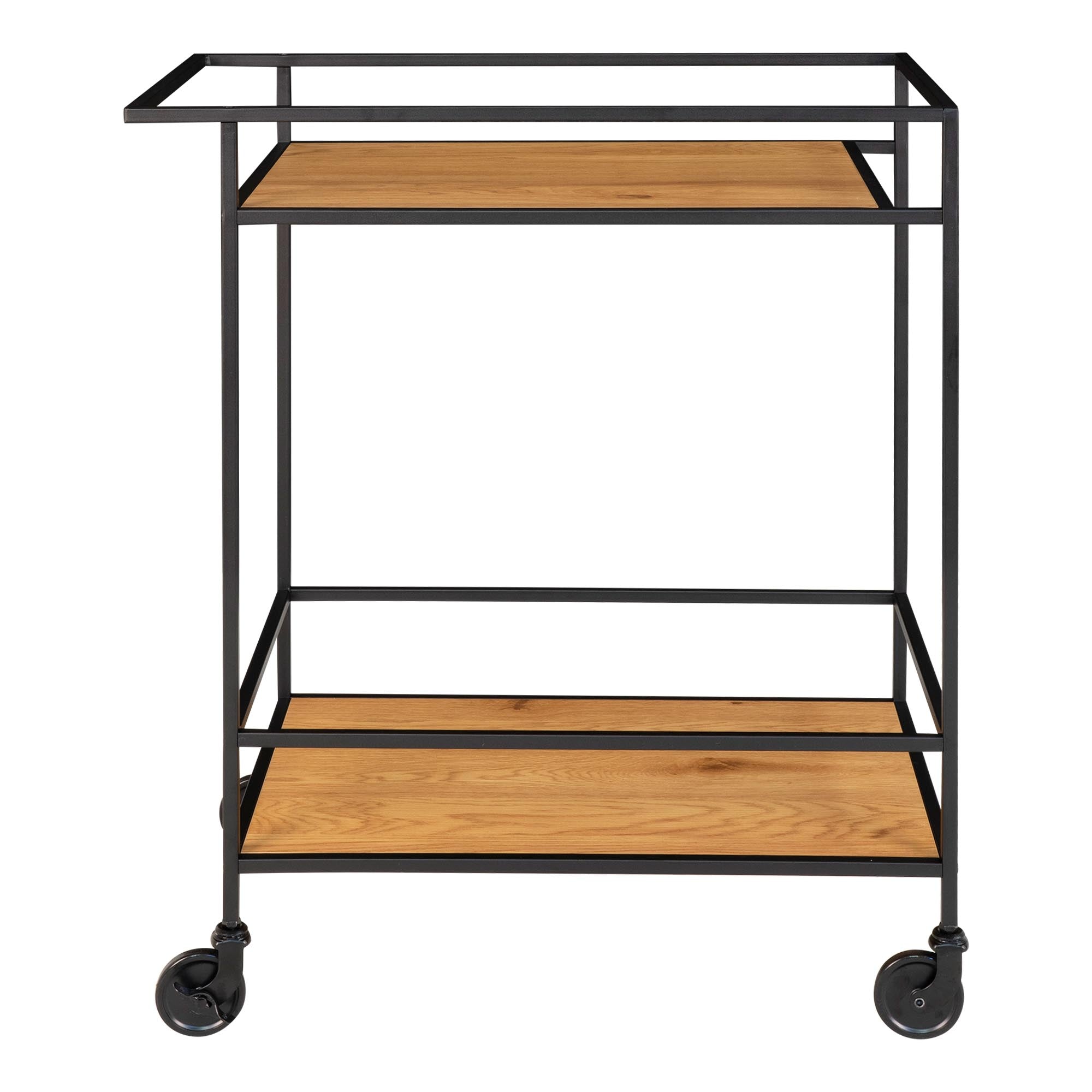 Vita Bartrolley - Met 2 planken, eikenlook, zwart frame 68x40x79 cm