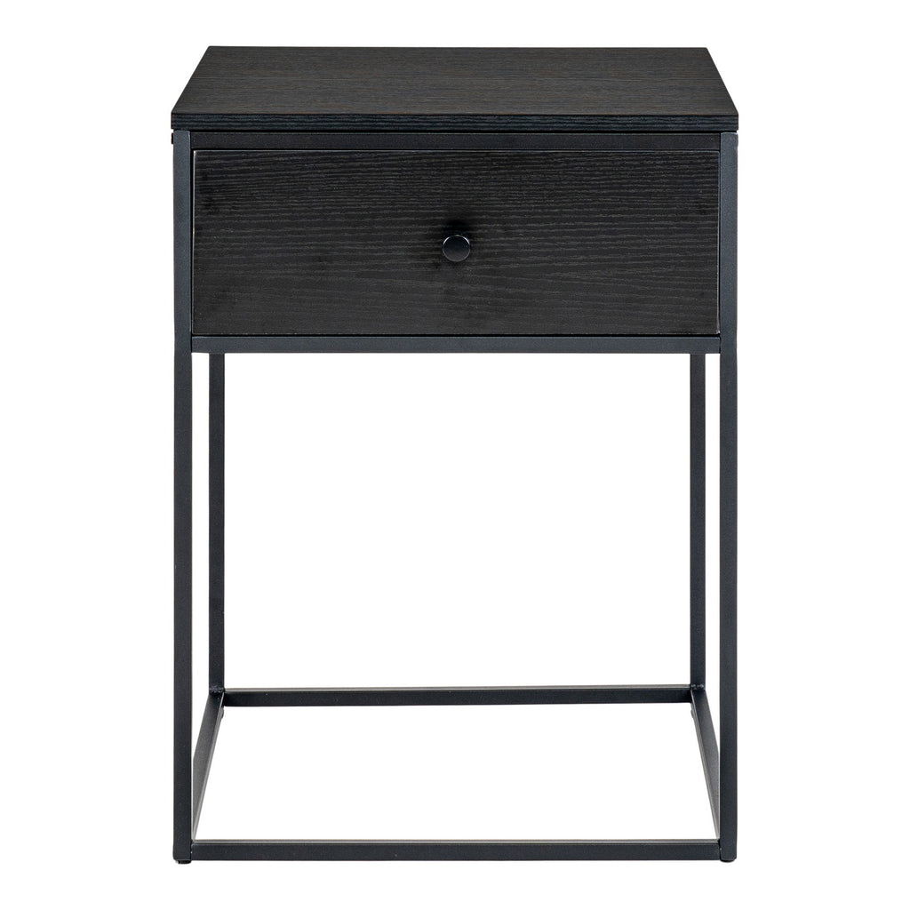 Vita Bijzettafel - Bijzettafel met 1 lade, zwart, zwart frame 40x40x55 cm