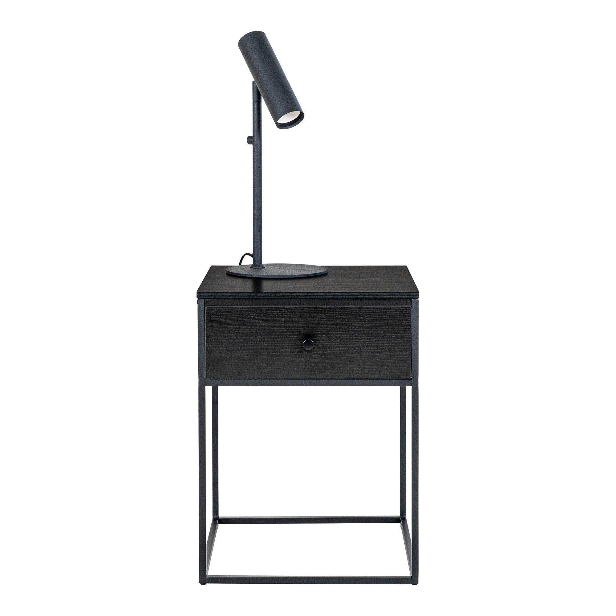 Vita Bijzettafel - Bijzettafel met 1 lade, zwart, zwart frame 40x40x55 cm