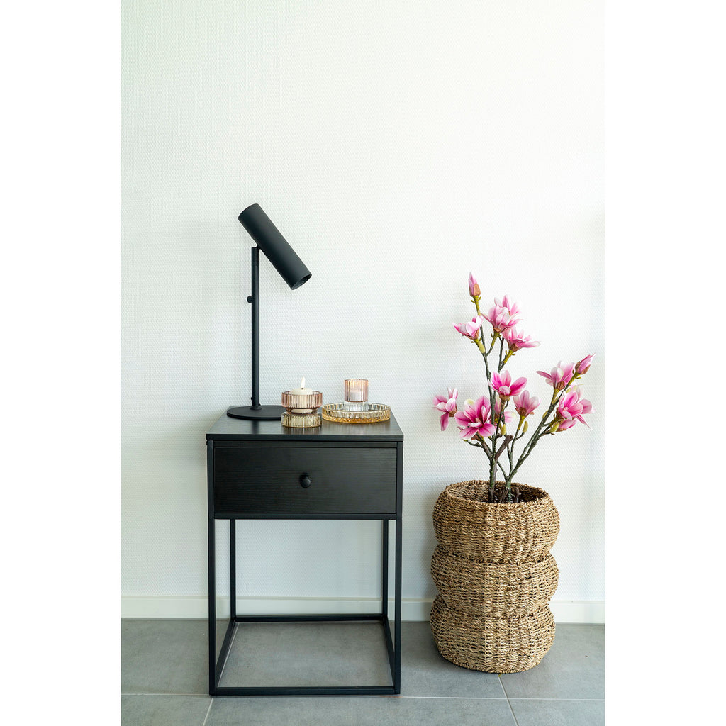 Vita Bijzettafel - Bijzettafel met 1 lade, zwart, zwart frame 40x40x55 cm