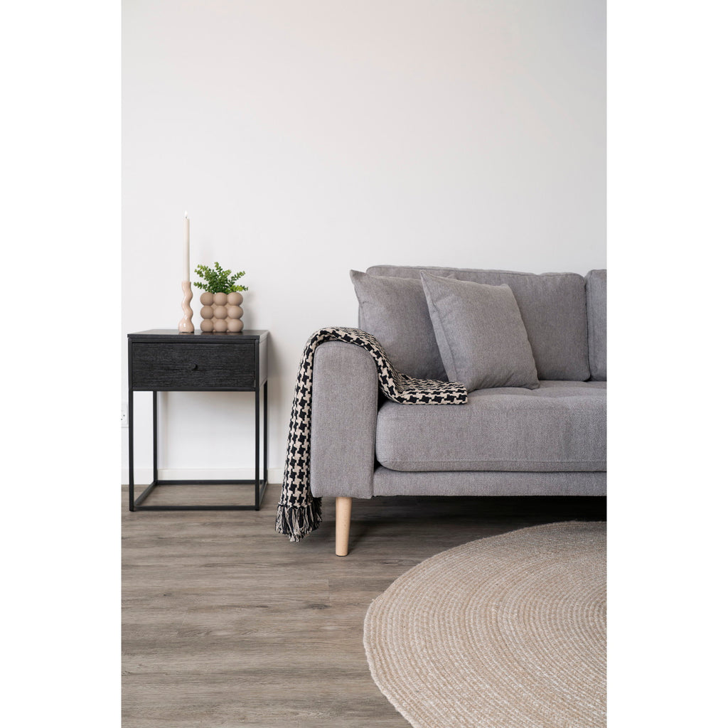 Vita Bijzettafel - Bijzettafel met 1 lade, zwart, zwart frame 40x40x55 cm