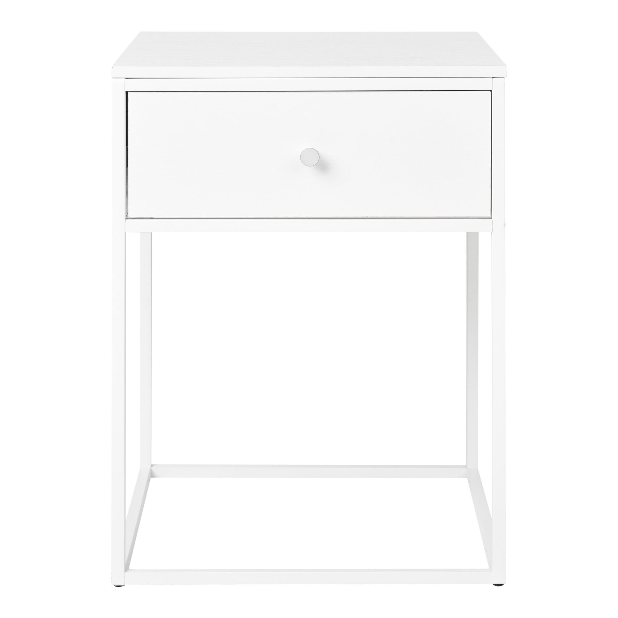 Vita Bijzettafel - Bijzettafel met 1 lade, wit, wit frame 40x40x55 cm