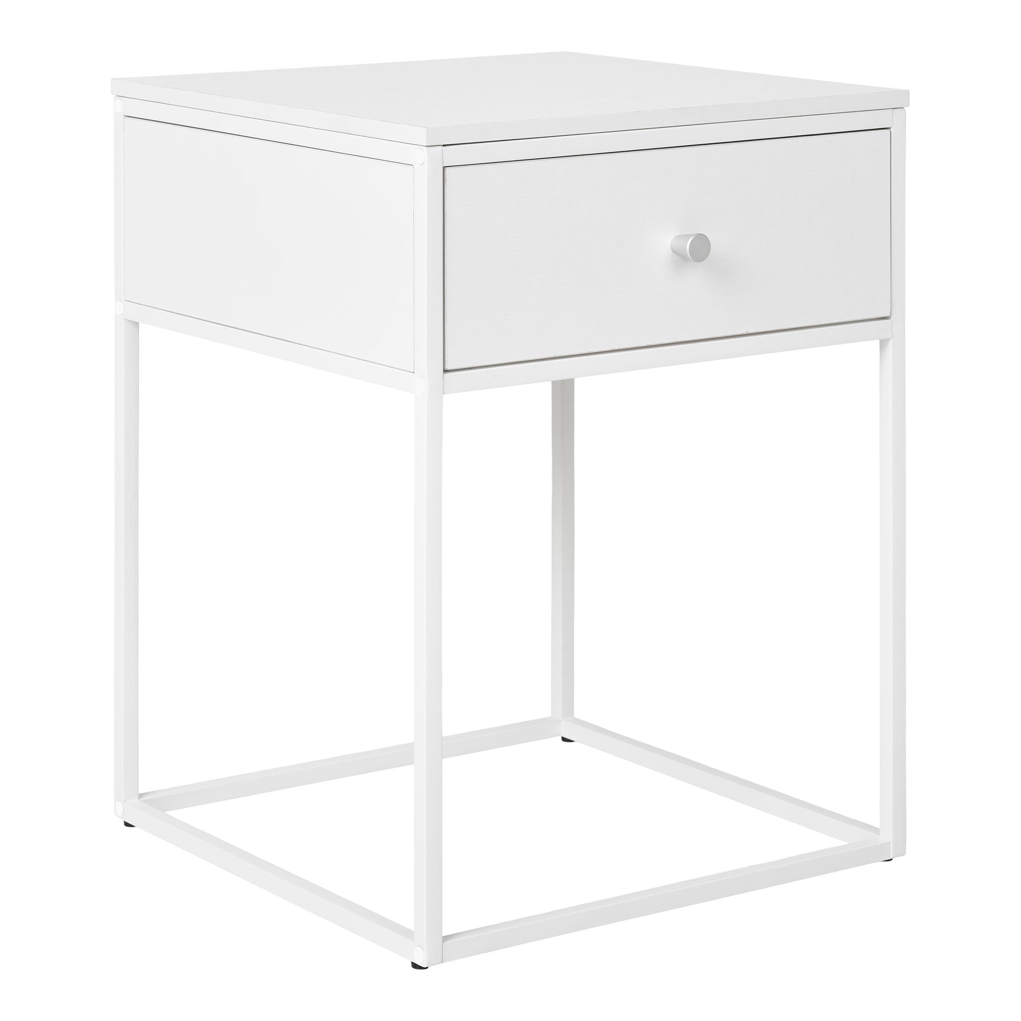 Vita Bijzettafel - Bijzettafel met 1 lade, wit, wit frame 40x40x55 cm