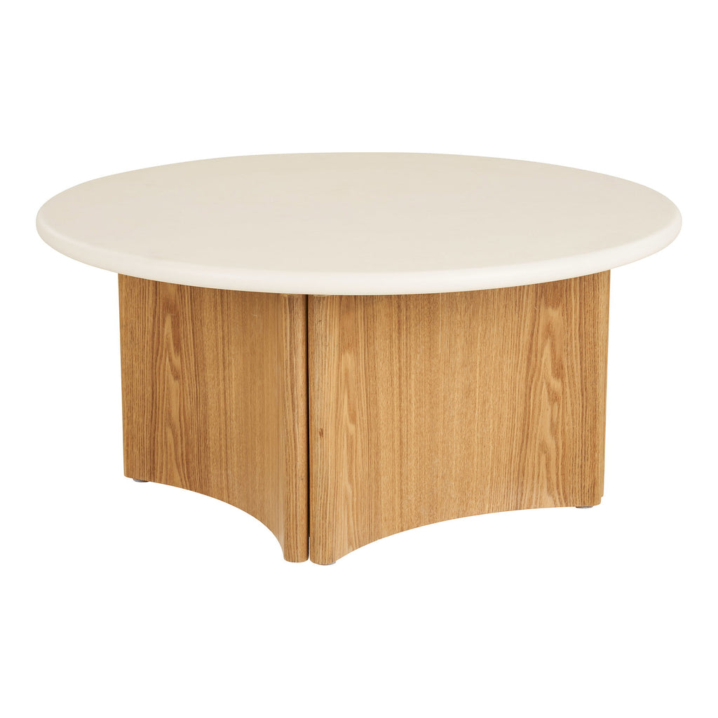 Motril Salontafel - Salontafel, cement/essenfineer, wit/naturel, ø80x37 cm