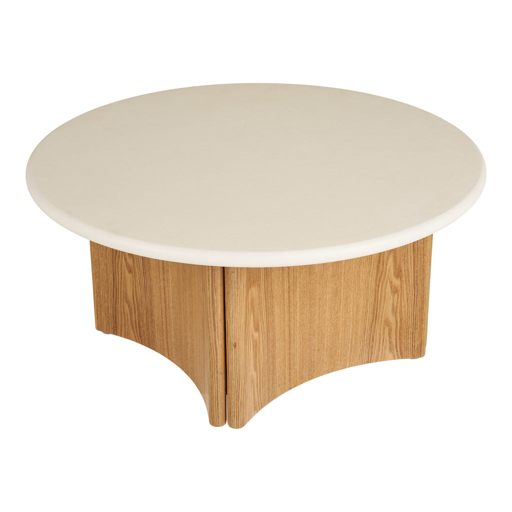 Motril Salontafel - Salontafel, cement/essenfineer, wit/naturel, ø80x37 cm
