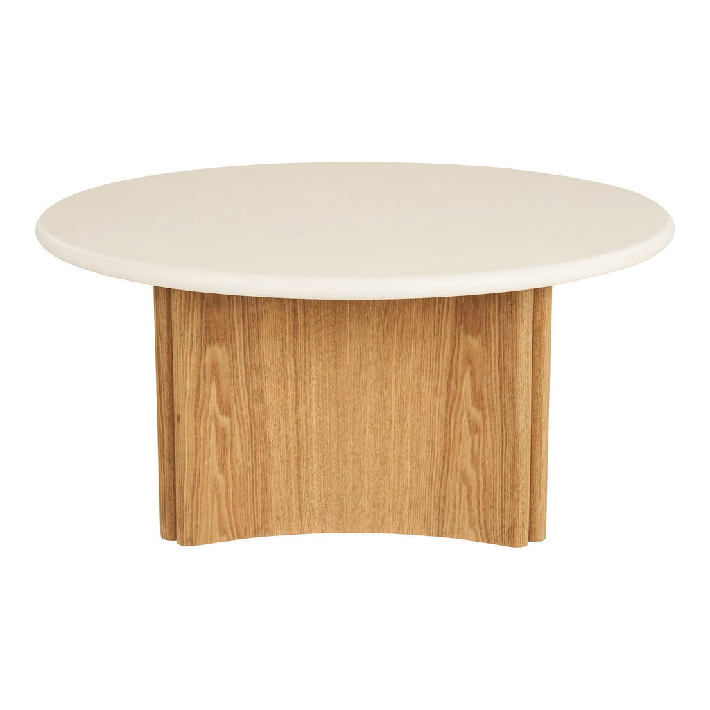 Motril Salontafel - Salontafel, cement/essenfineer, wit/naturel, ø80x37 cm