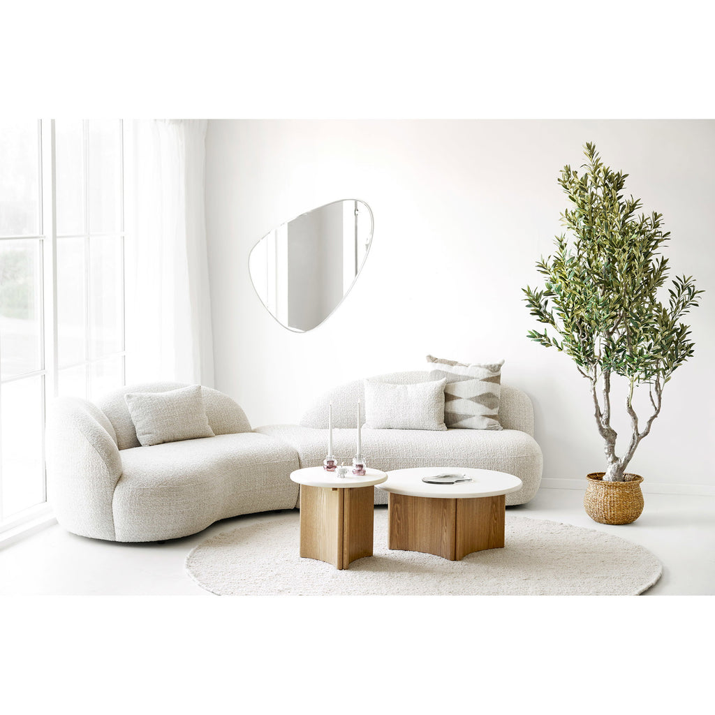 Motril Salontafel - Salontafel, cement/essenfineer, wit/naturel, ø80x37 cm